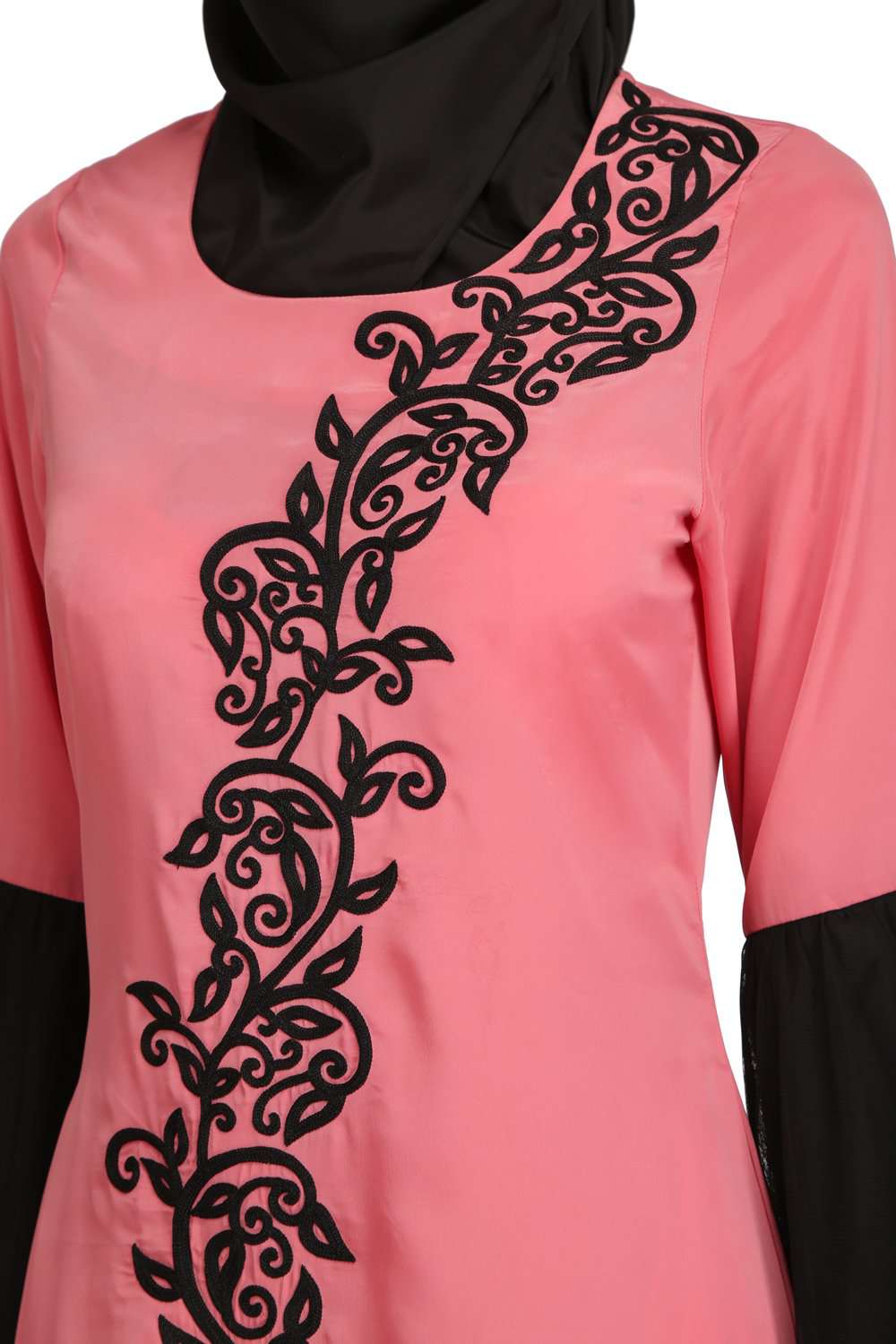 Saidah Pink Crepe & Net Abaya