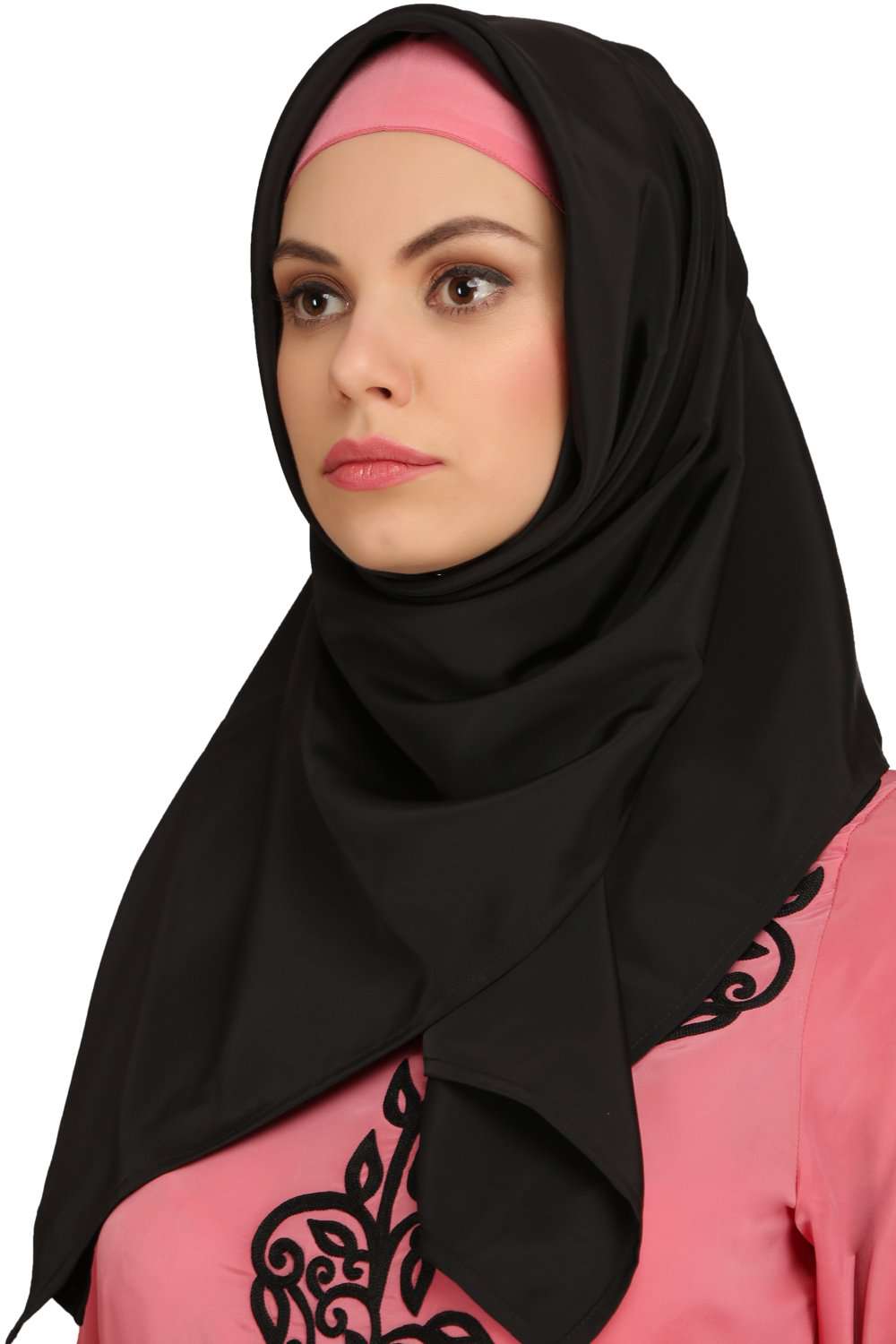 Saidah Pink Crepe & Net Abaya