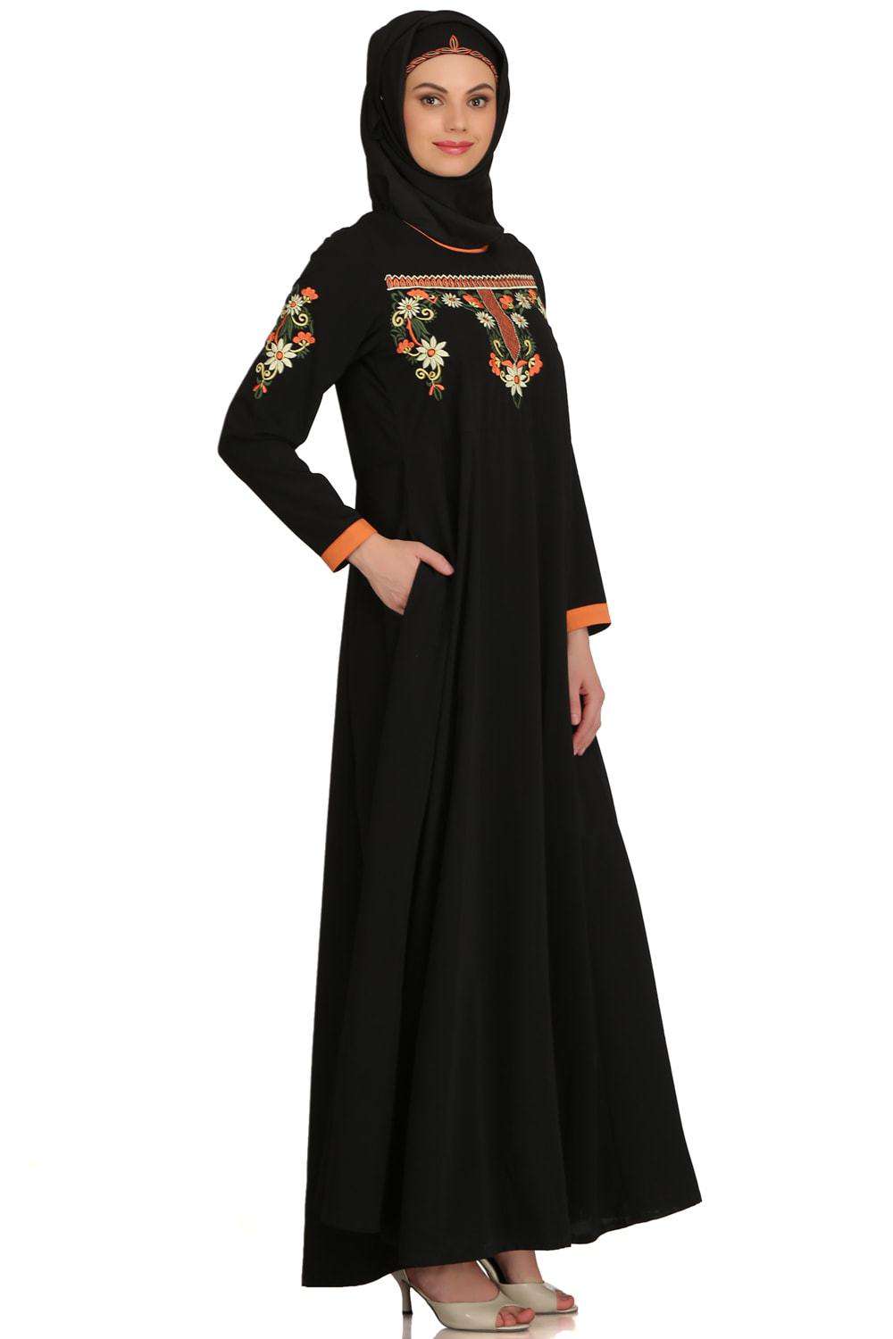 Madeeha Black Nida Umbrella Abaya Side