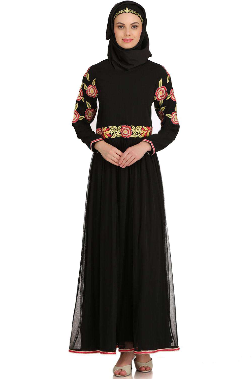 Mumina Black Nida & Net Abaya