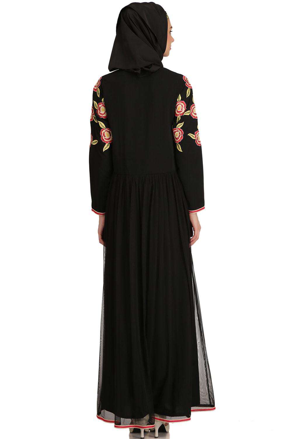 Mumina Black Nida & Net Abaya Back