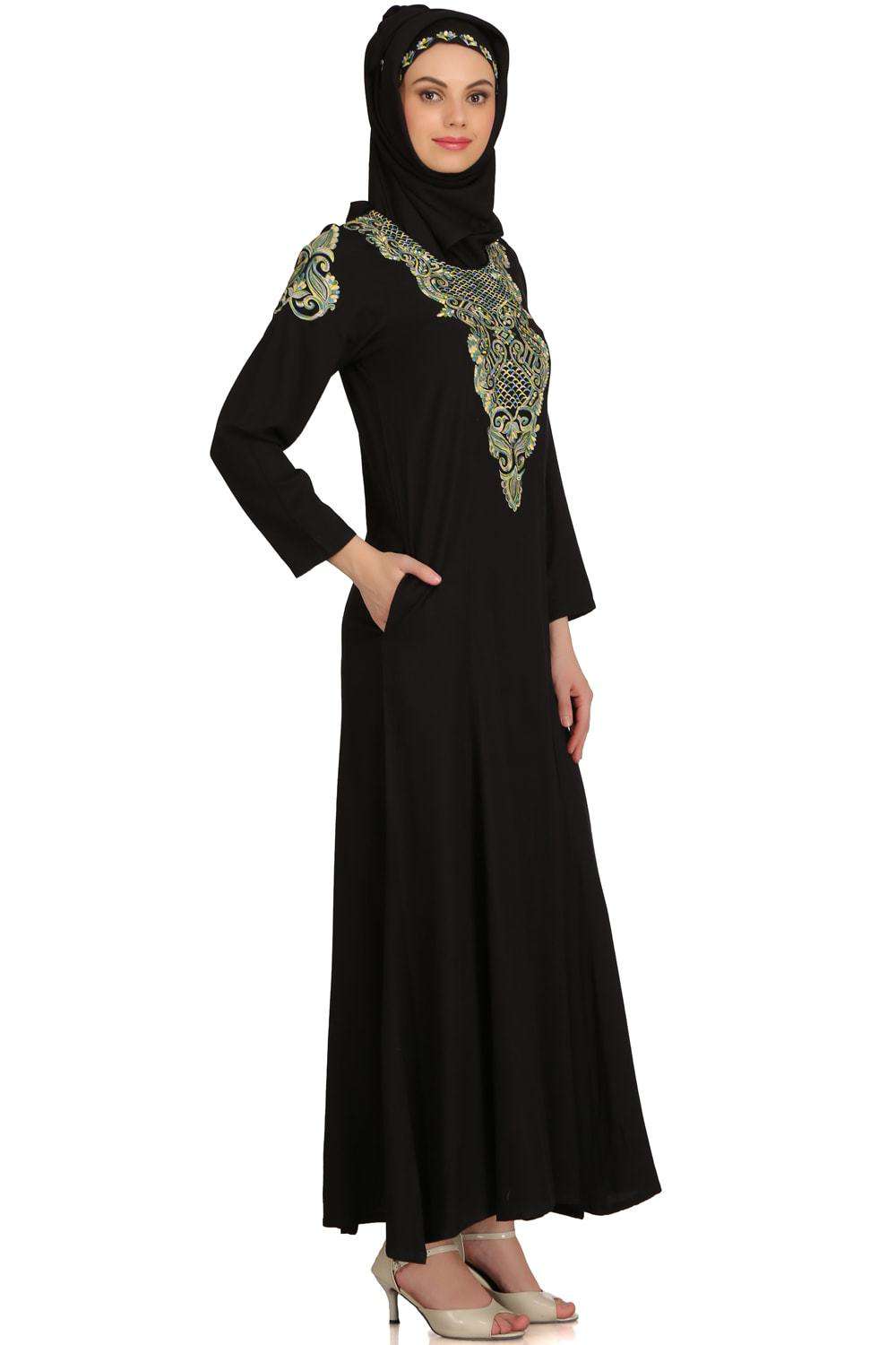 Samrah Black Rayon Umbrella Abaya