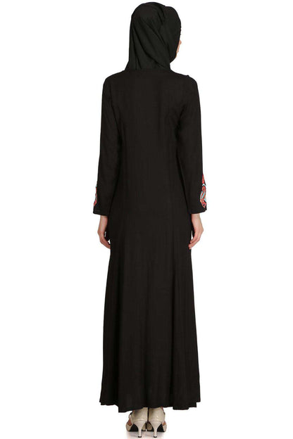 Jalilah Black Rayon Umbrella Abaya Back