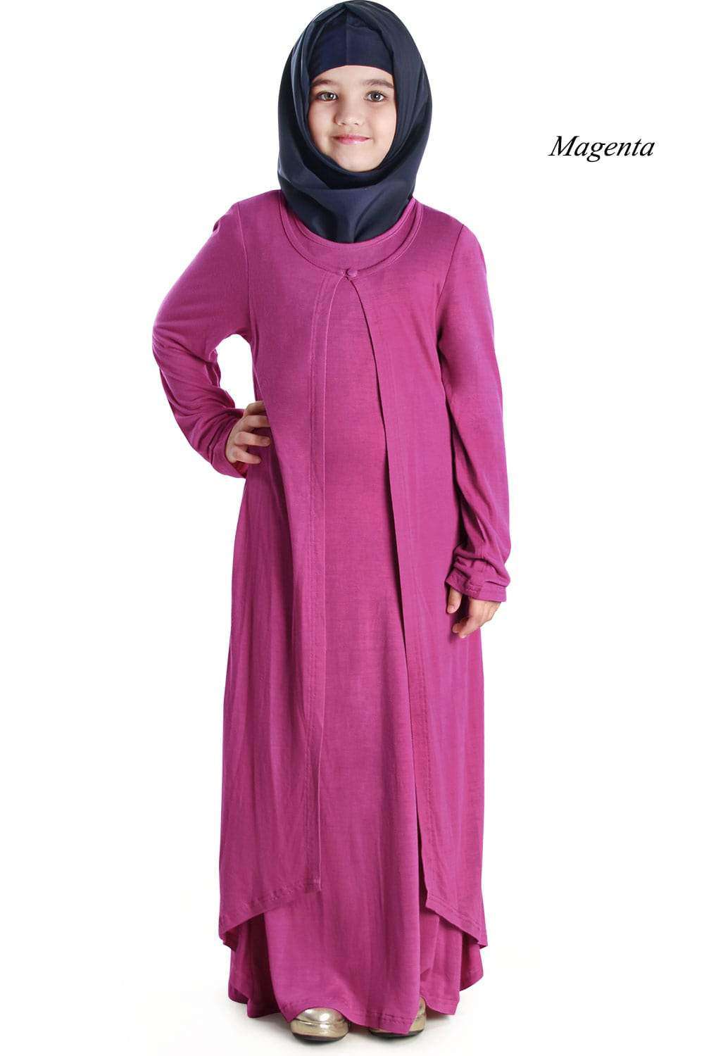 Sumayrah Viscose Jersey Kid's Abaya Magenta