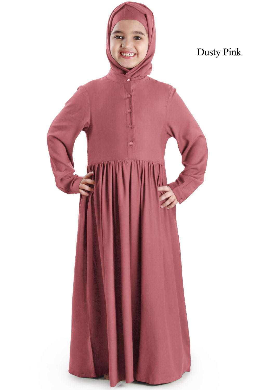 Rizqin Rayon Kid's Abaya Dusty Pink