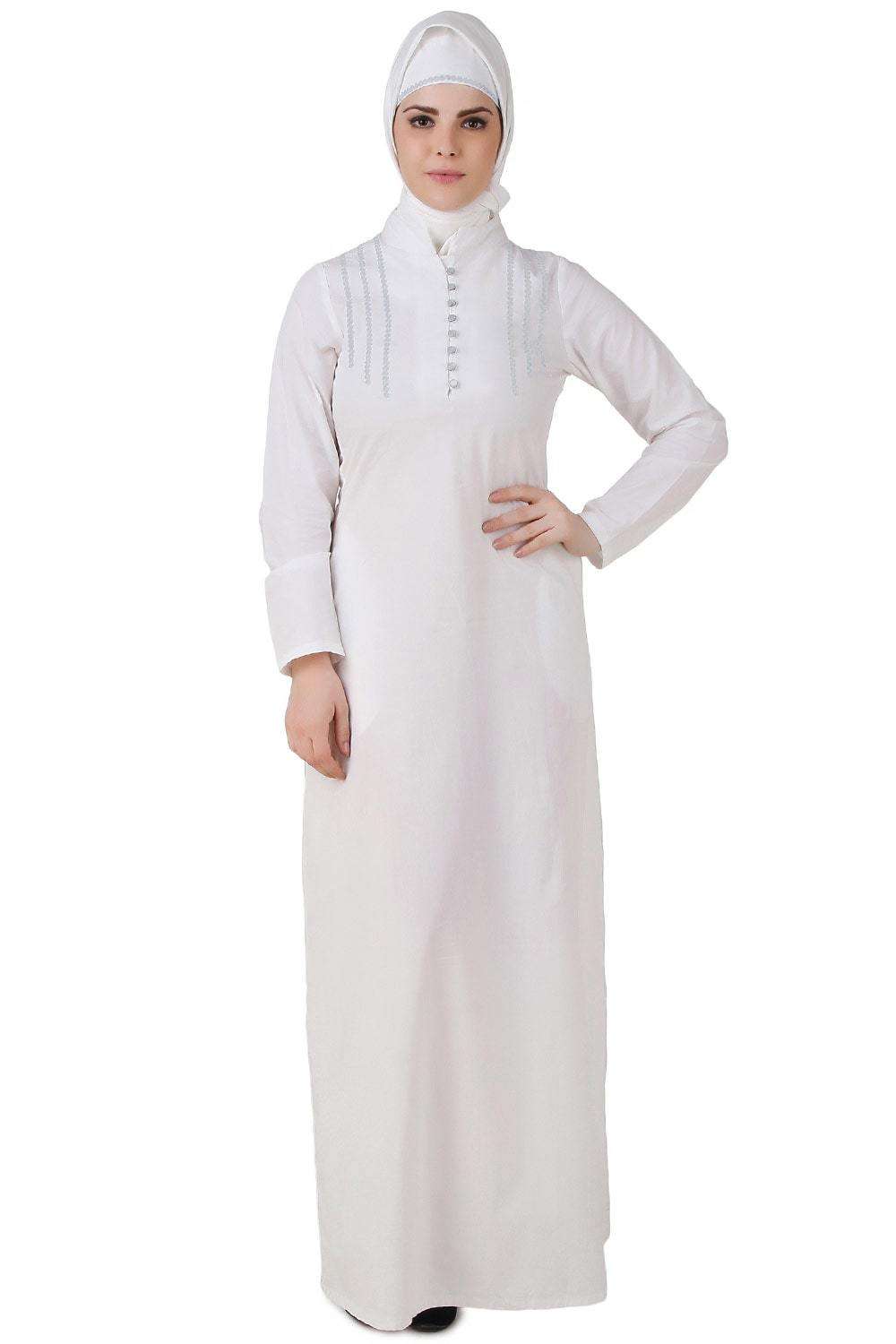 Hajna White Cotton Abaya