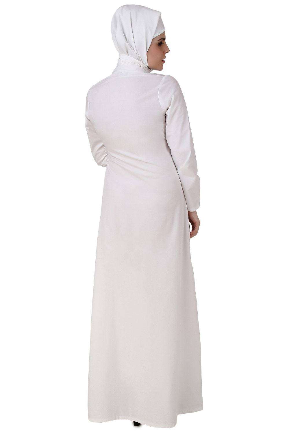 Hajna White Cotton Abaya Back