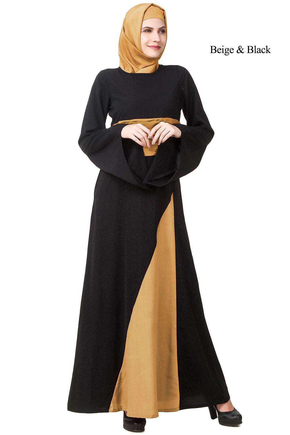 Anwara Abaya Beige & Black