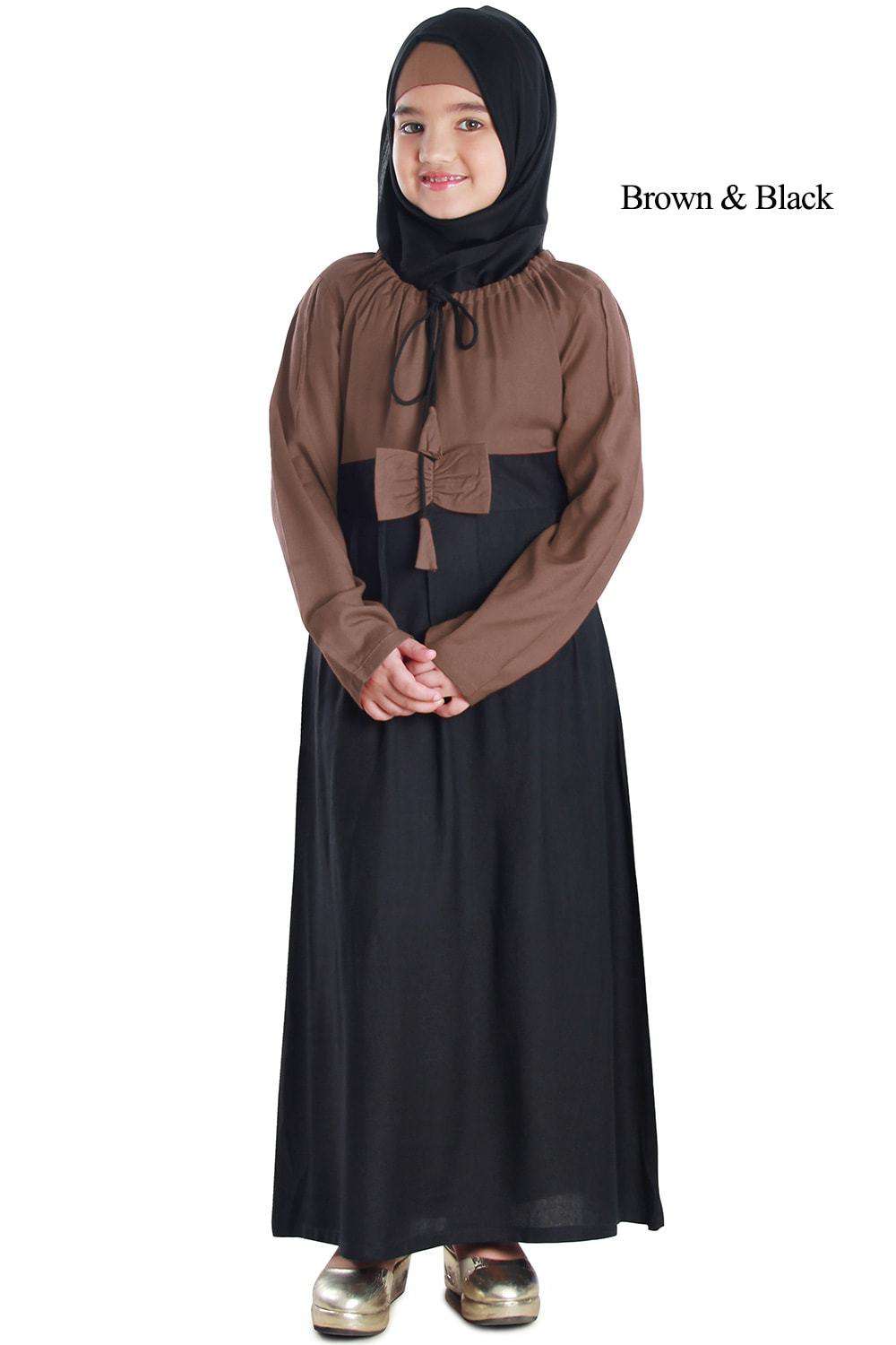 Wasifah Kid's Abaya Brown & Black