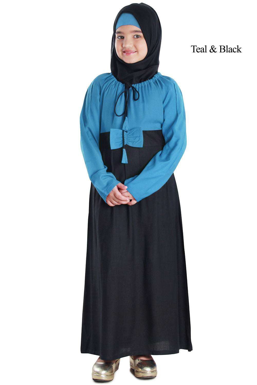 Wasifah Kid's Abaya Teal & Black