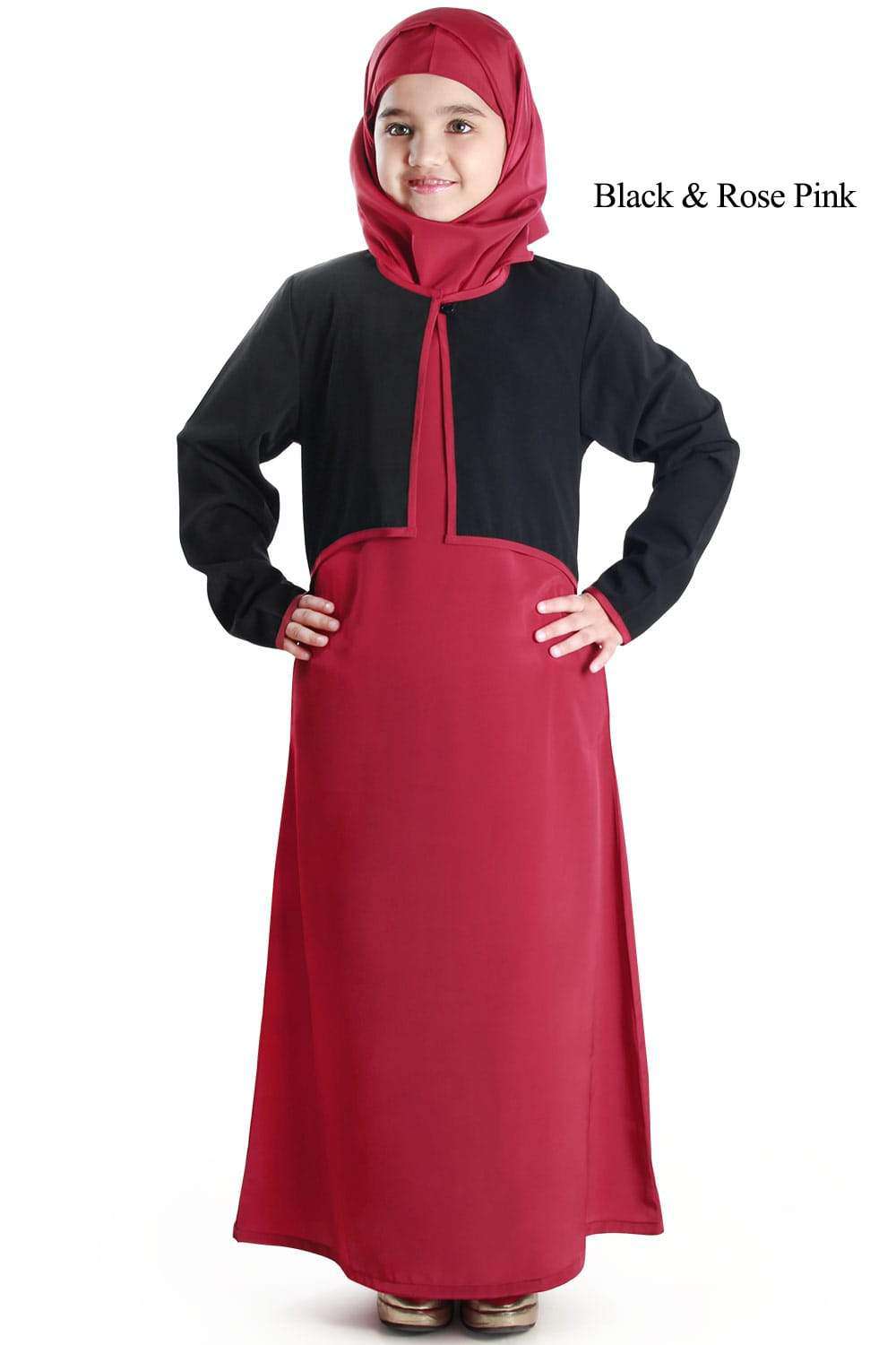 Shalimar Kid's Abaya Black & Rose Pink