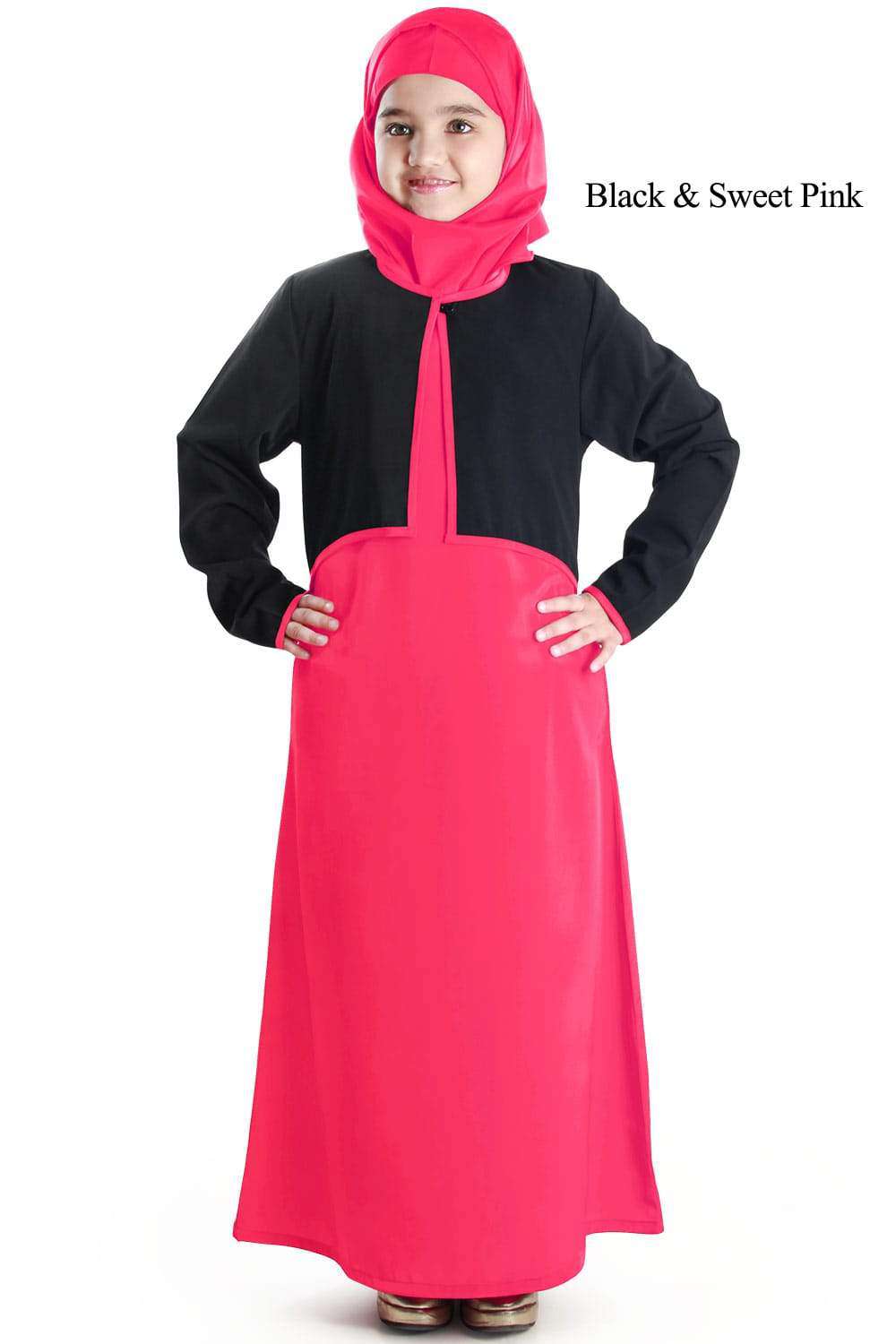 Shalimar Kid's Abaya Black & Sweet Pink