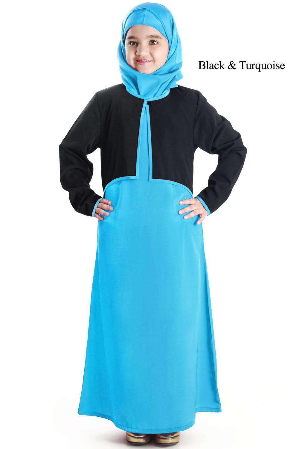 Shalimar Kid's Abaya Black & Turquoise