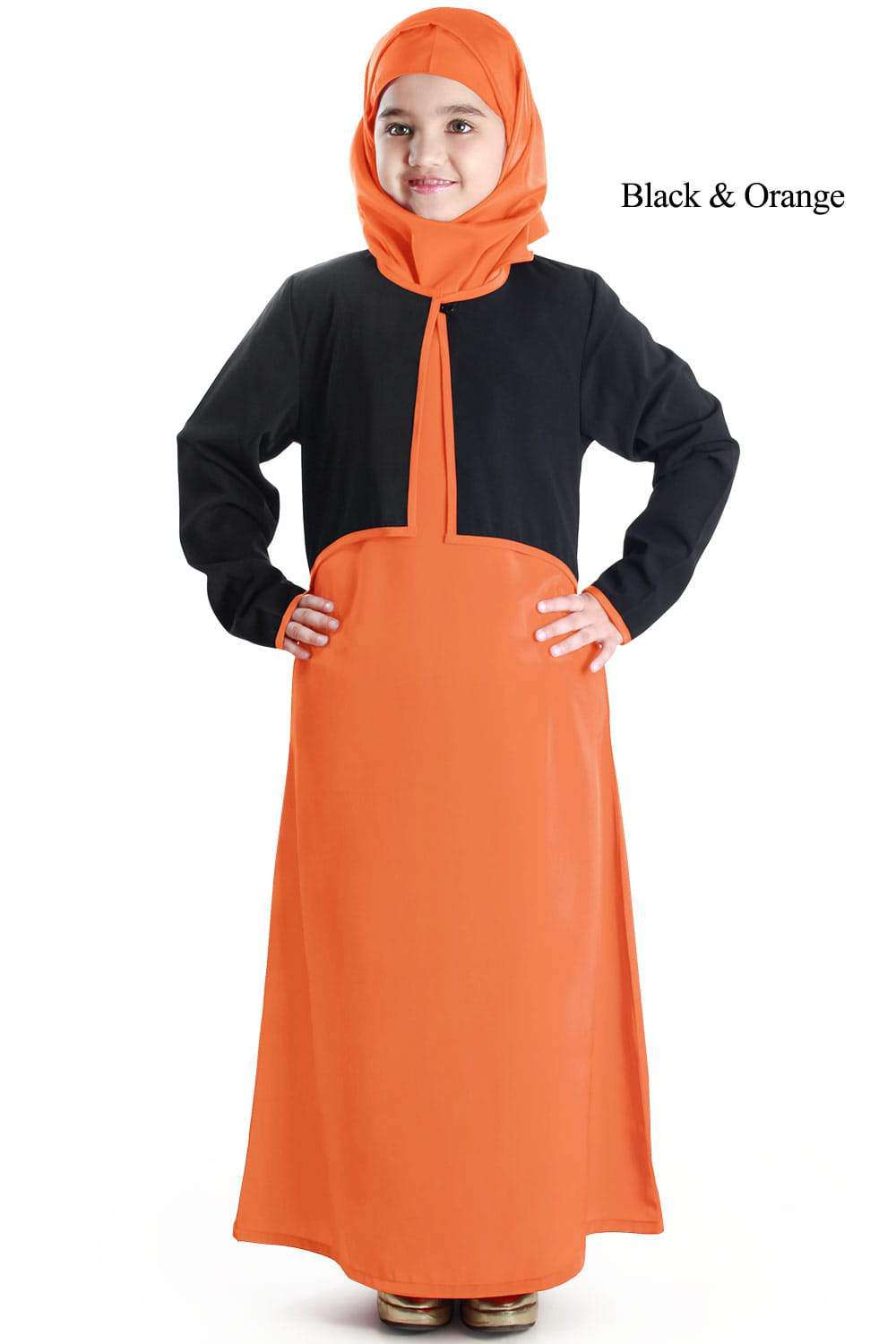 Shalimar Kid's Abaya Black & Orange