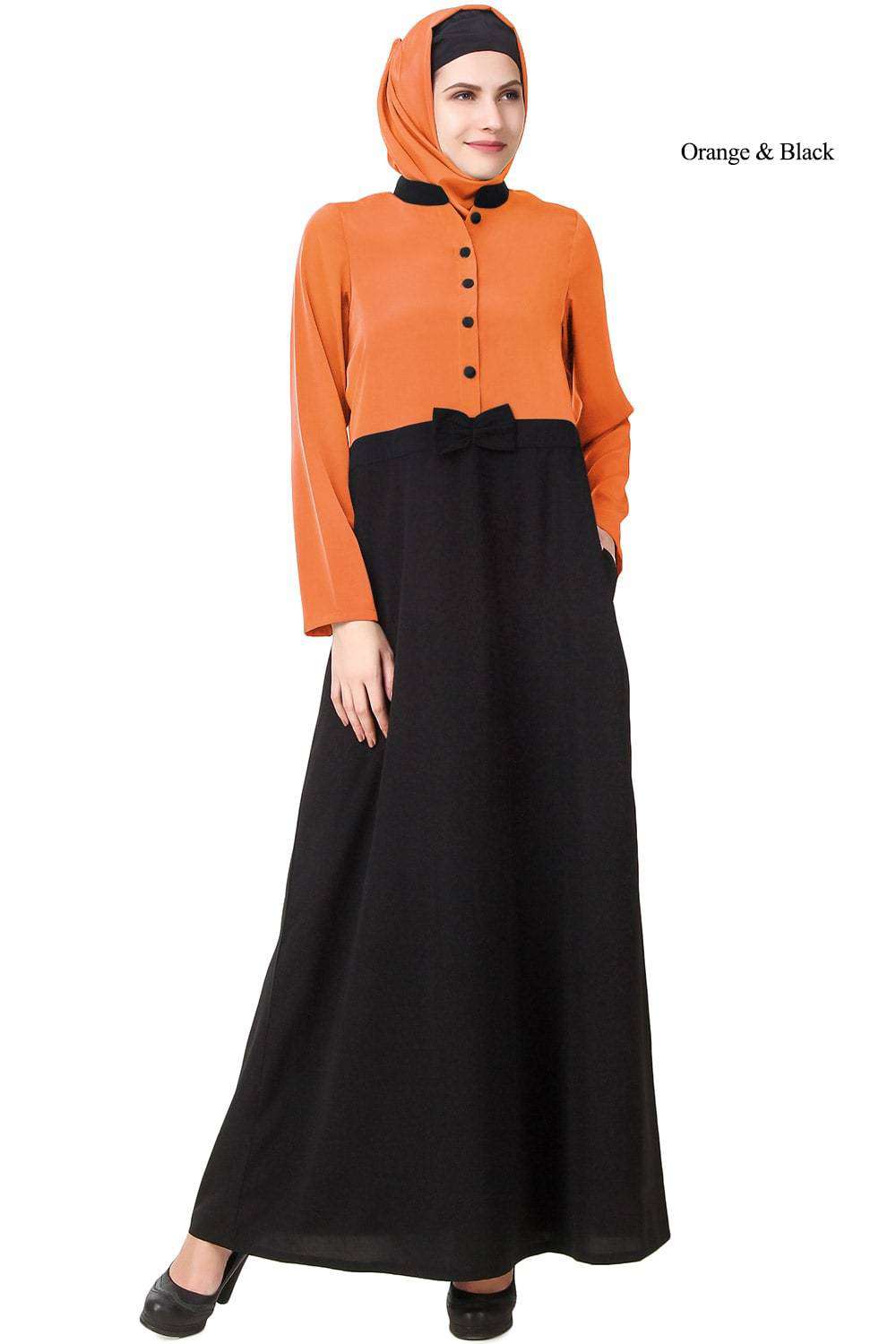 Iraj Abaya Orange & Black