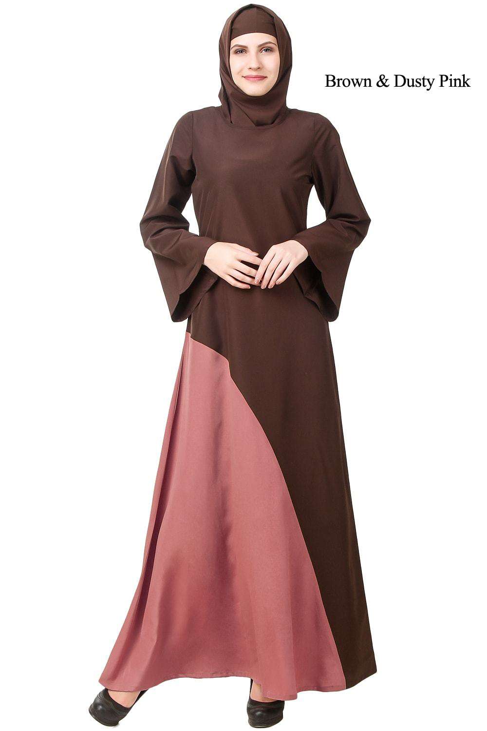 Bashirah Abaya Brown & Dusty Pink