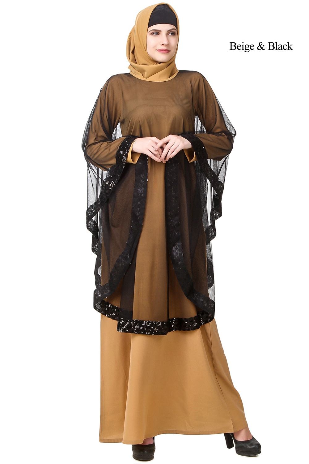 Afeefa Abaya Black & Beige