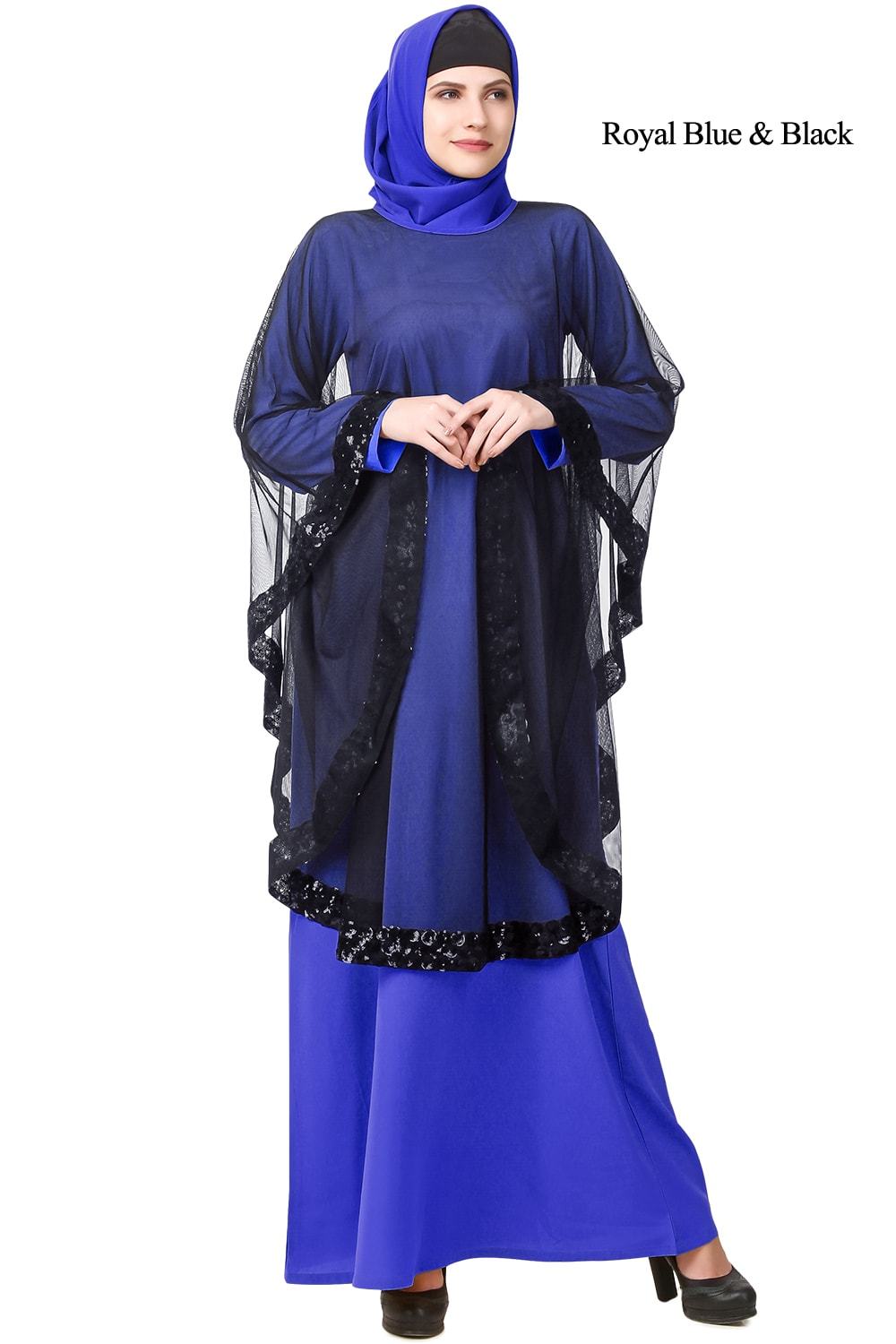 Afeefa Abaya Royal Blue & Black