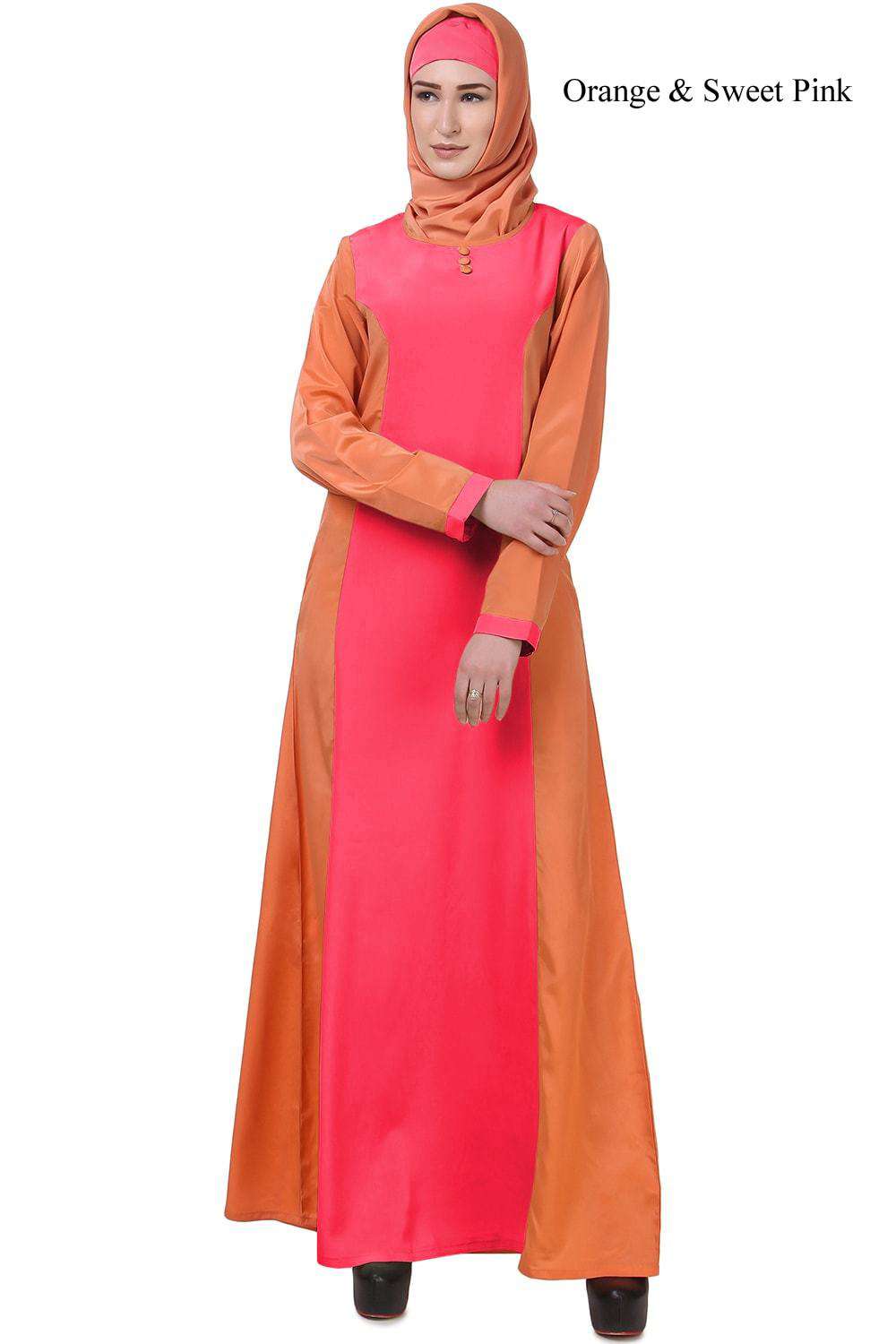 Nadirah Abaya Orange & Sweet Pink