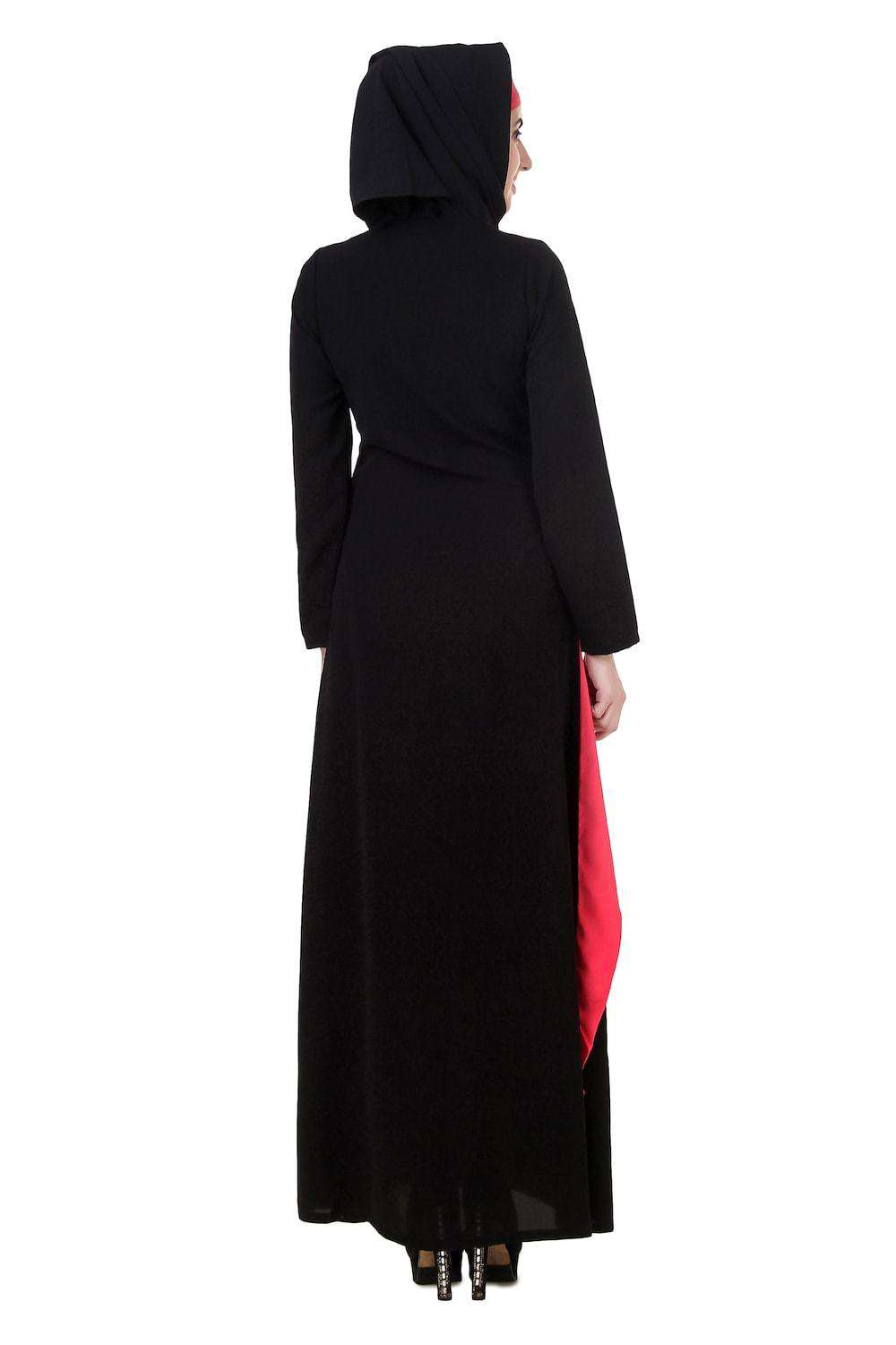 Black and Pink Fancy Nida Abaya Back