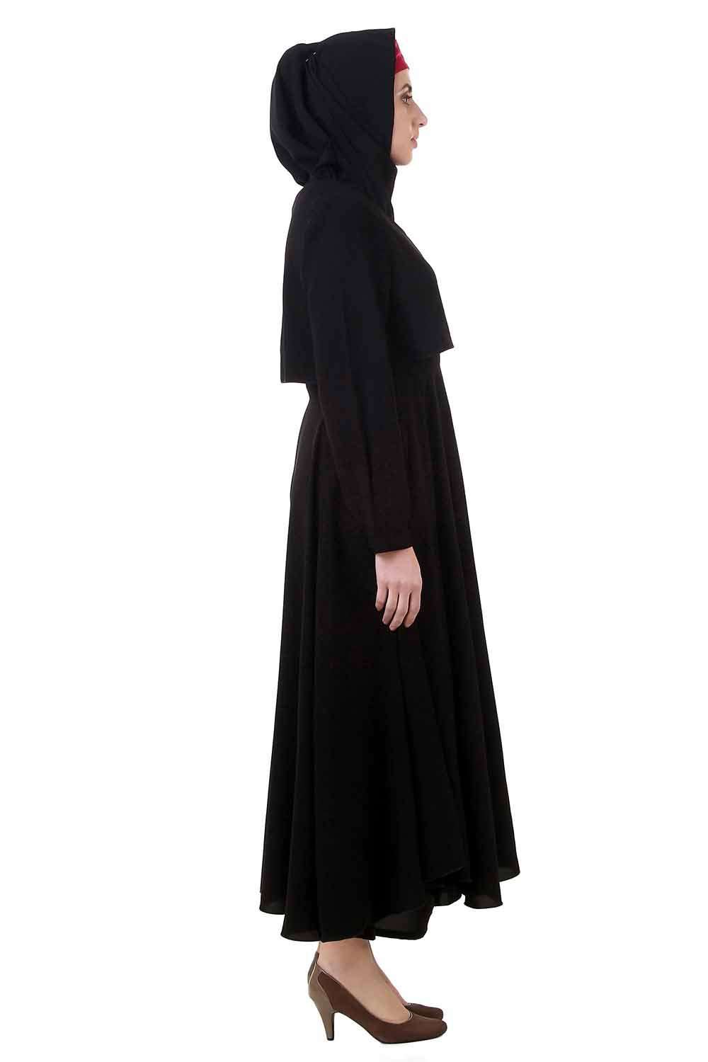 Black Crop Top Dual Layer Nida Abaya AY-705 Side