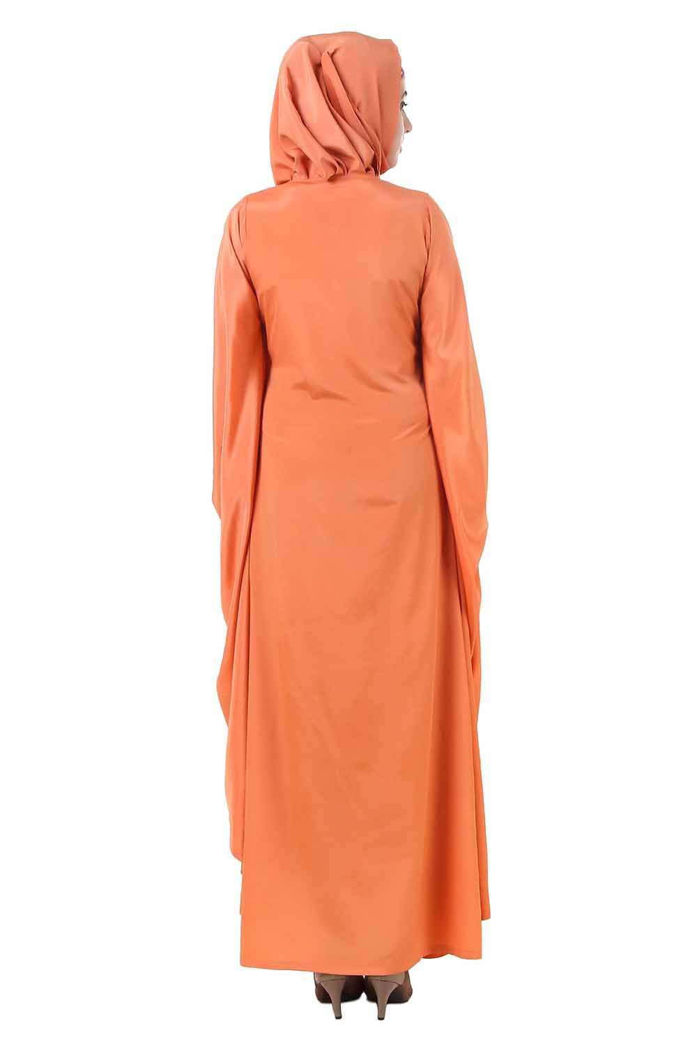 Orange Batwing Style Crepe Abaya Back