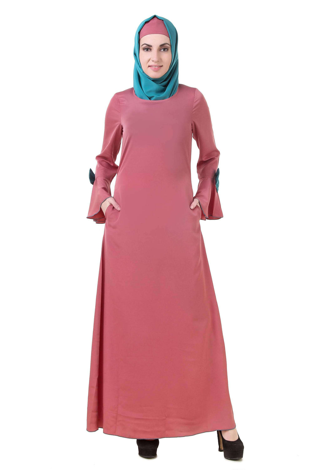 Dusty Pink Crepe Abaya AY-709 Front