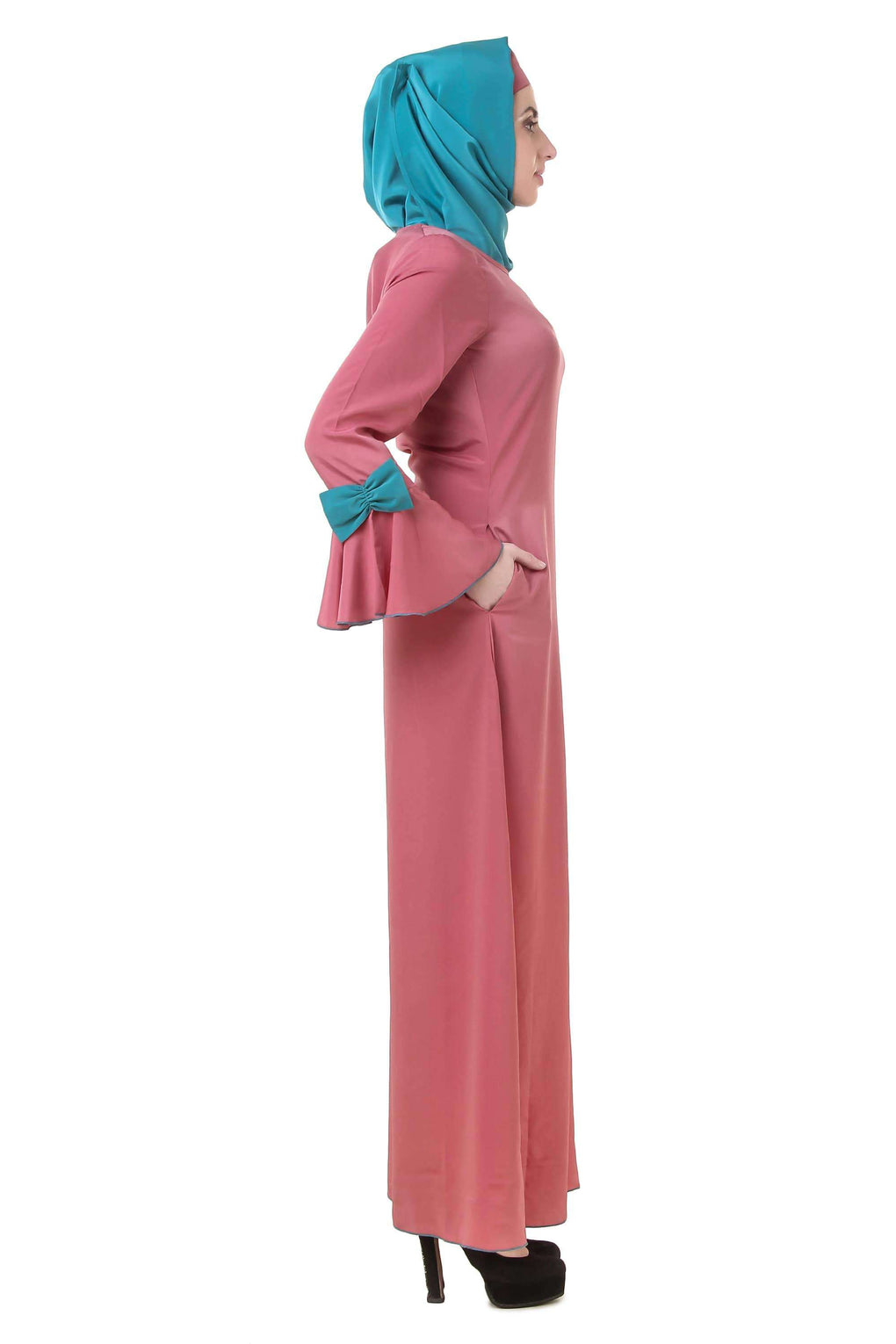 Dusty Pink Crepe Abaya AY-709 Side