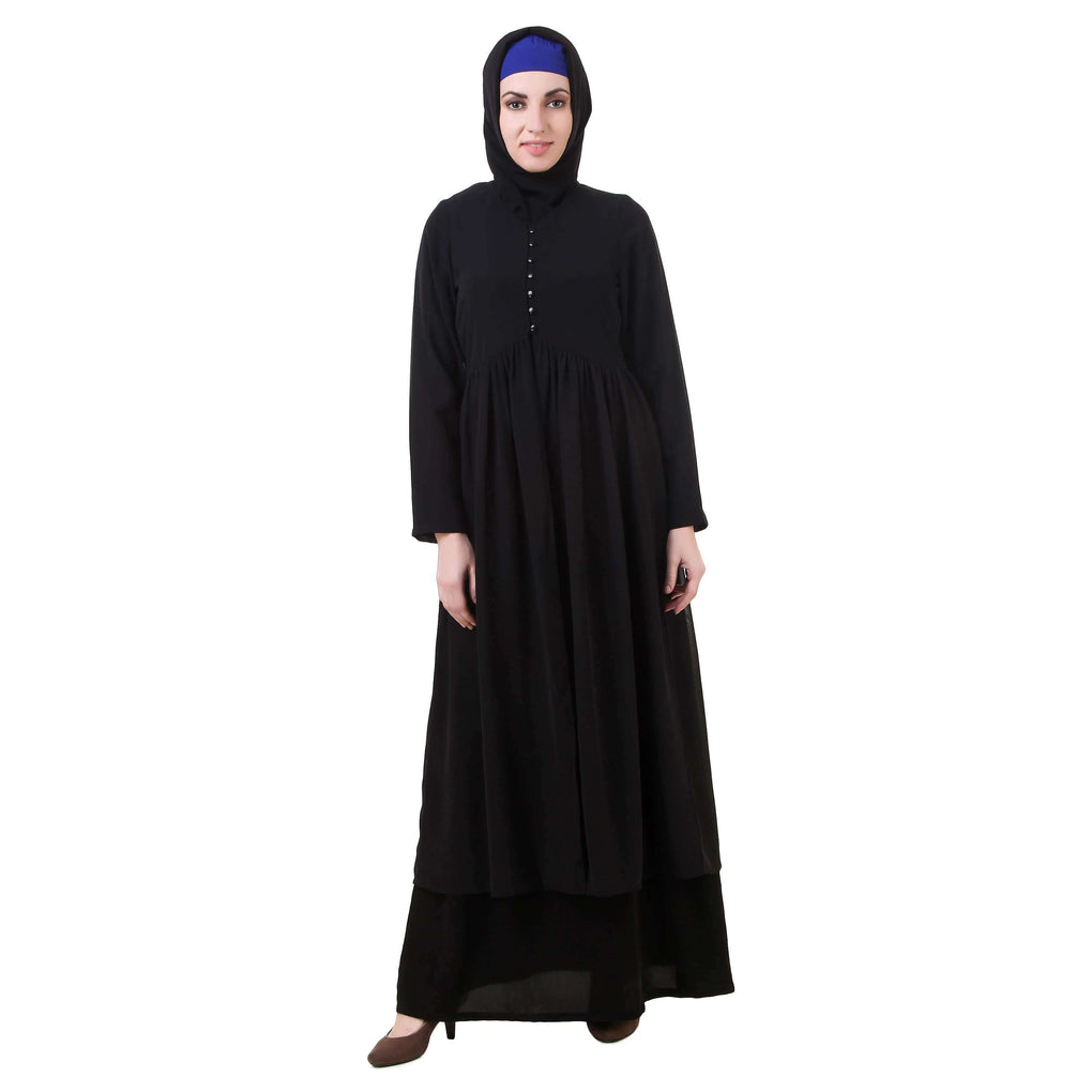 Black Nida and Georgette Abaya Front