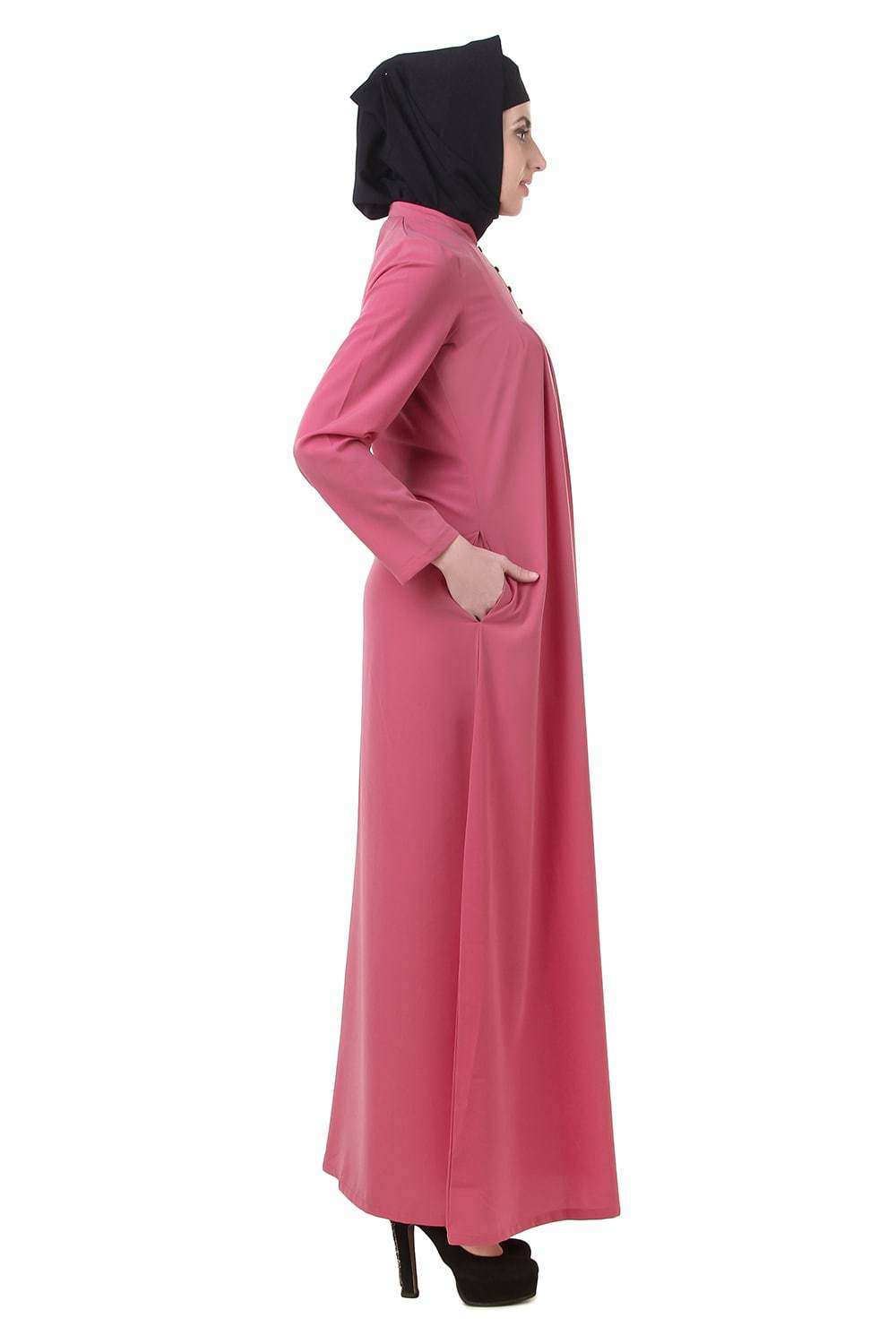 Dusty Pink Crepe Abaya Side