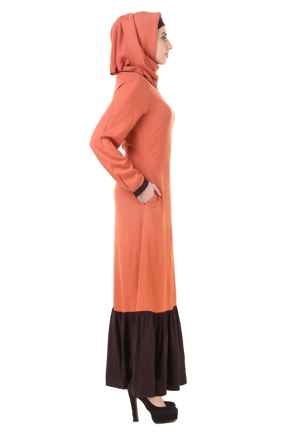 Red Wood & Black Rayon Abaya