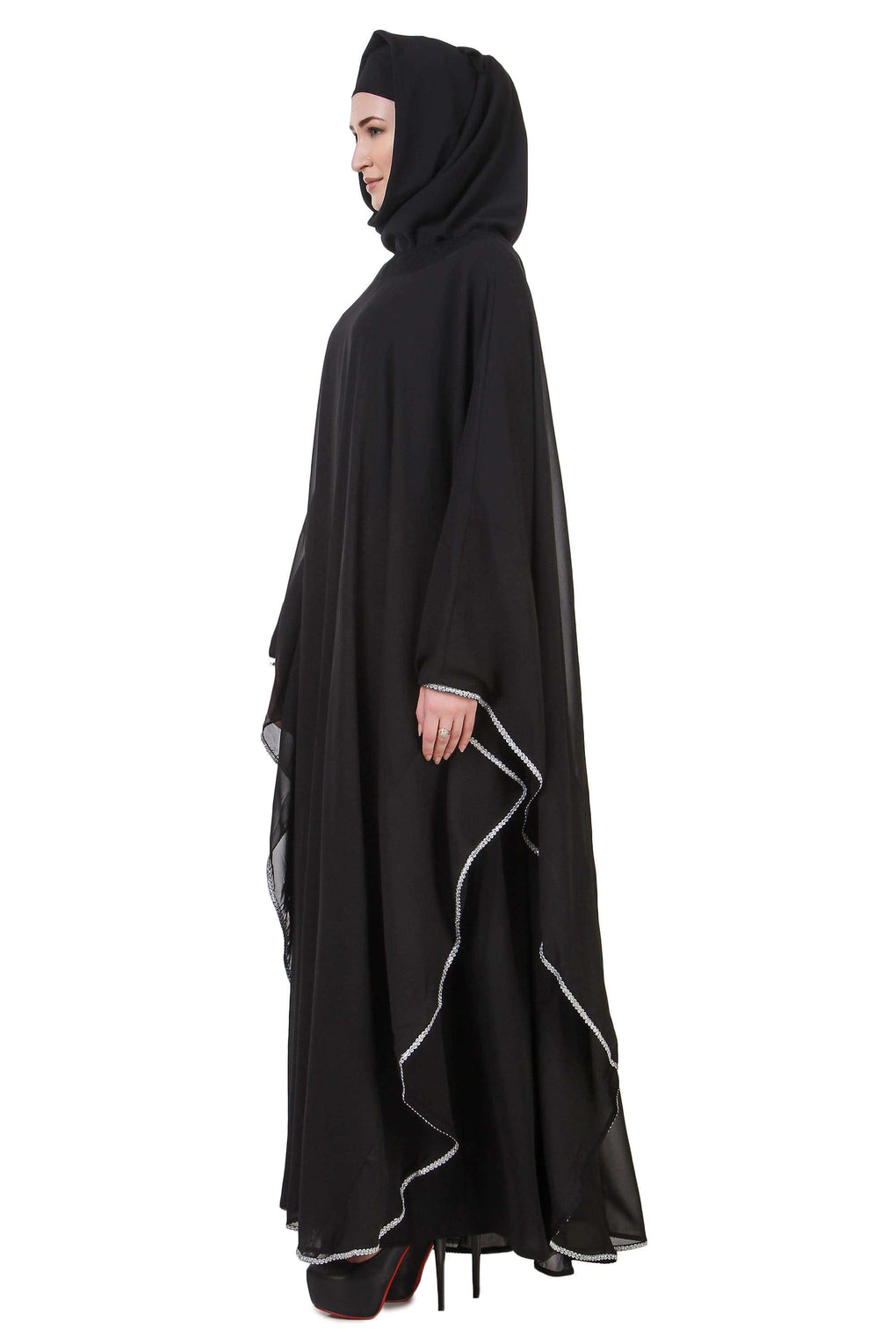 Black Nida Dubai Batwing Abaya Side