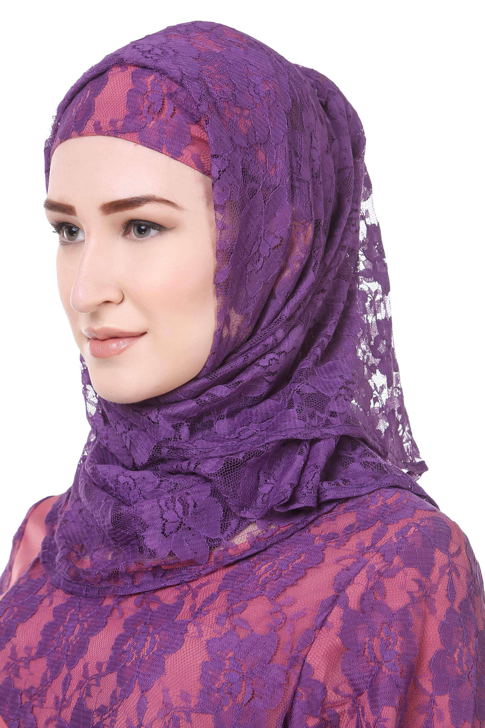 Pink & Purple Flower Net Abaya