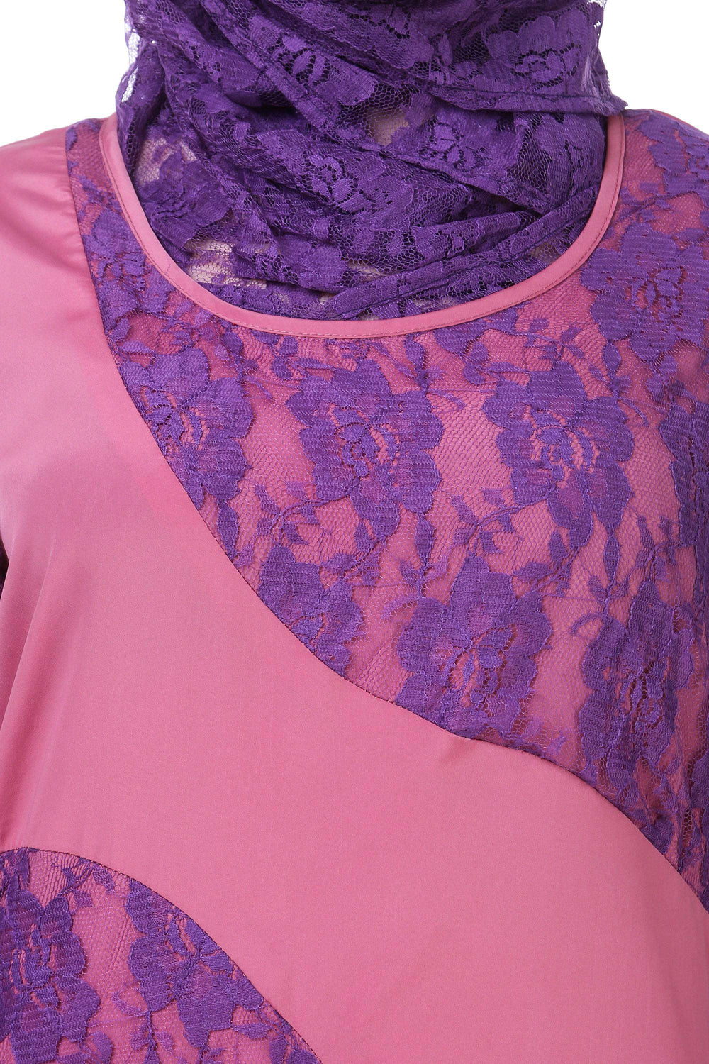 Pink & Purple Flower Net Abaya