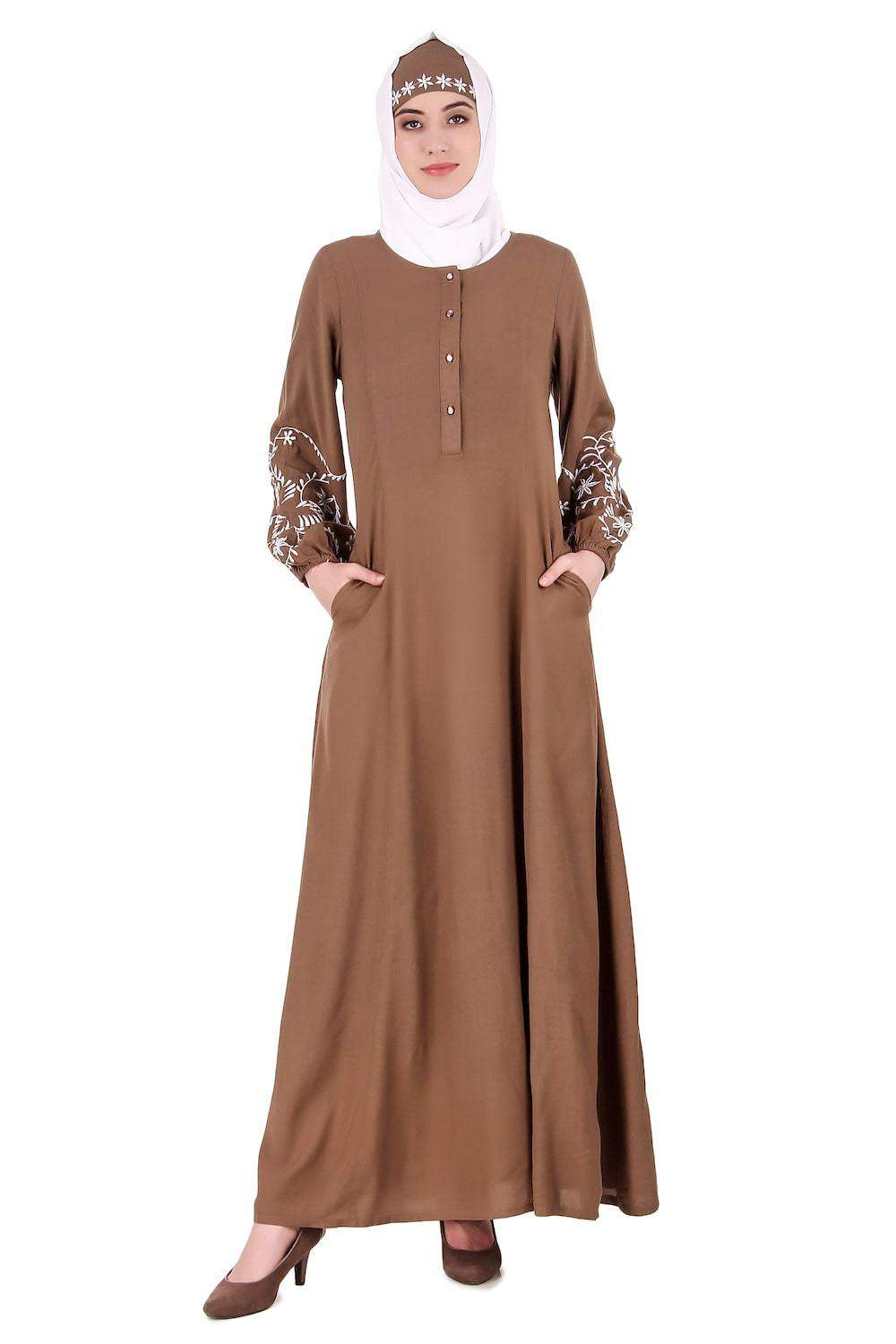 Rayon Princess Seam Khaki Abaya