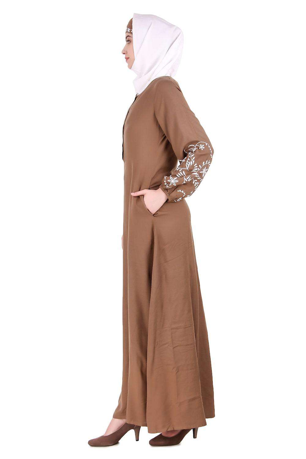 Rayon Princess Seam Khaki Abaya