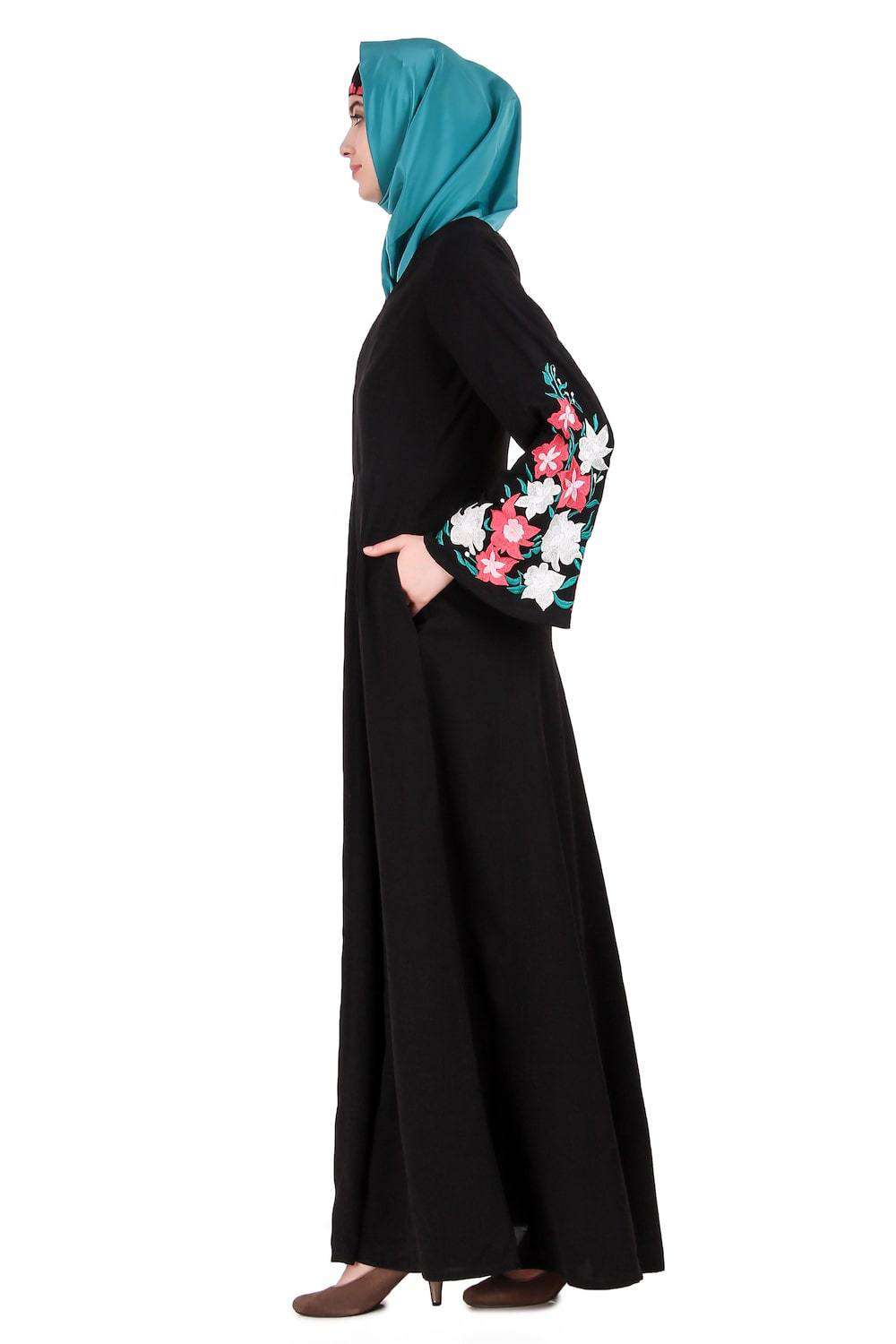 Embellished Bell Sleeve Umbrella Abaya Side