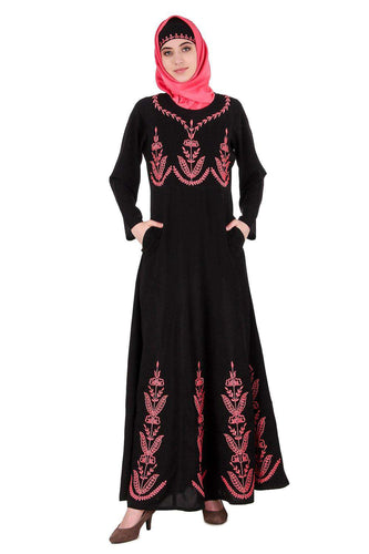 Embroidered Multi Panel Umbrella Abaya