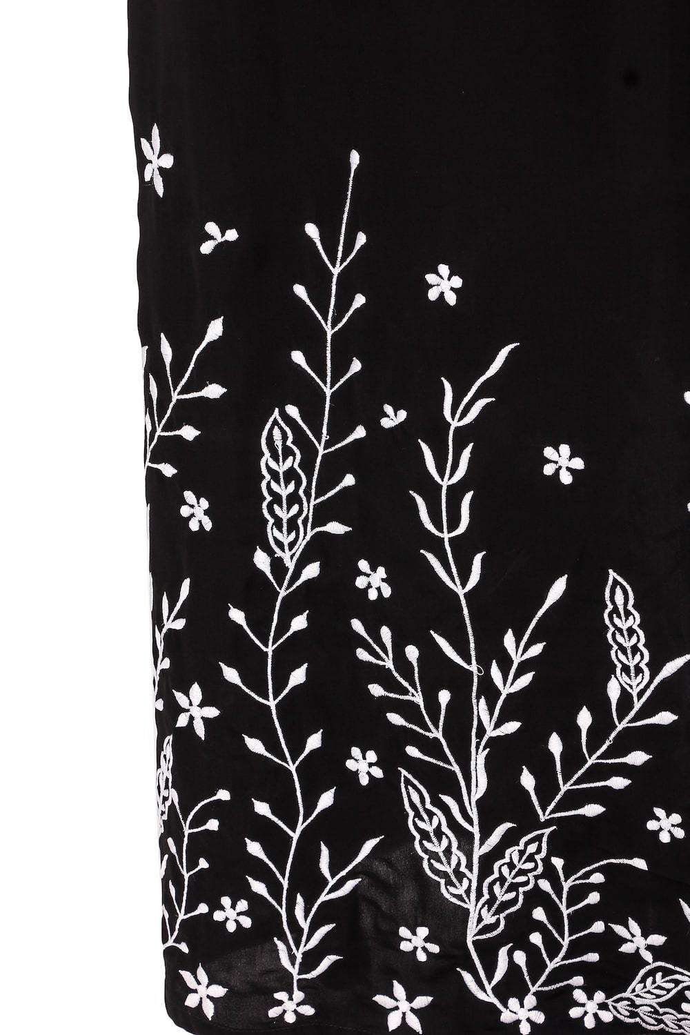 Descending Leaf Pattern Embroidered Abaya Embroidery
