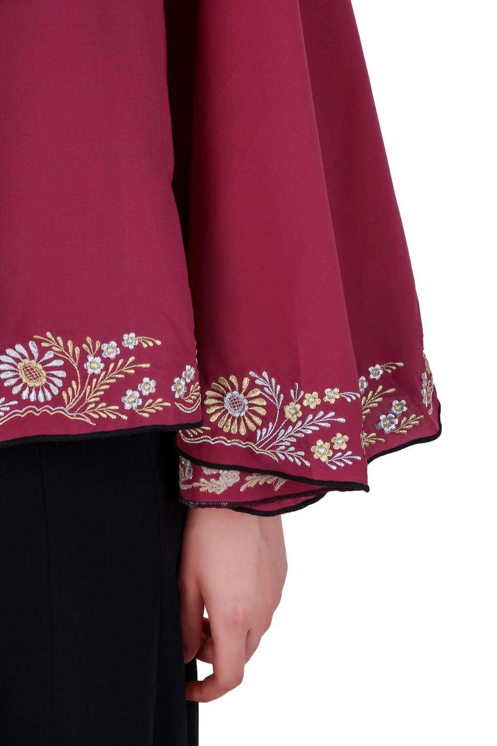 Black & Rose Pink Semi-Circular Cape Abaya Sleeves