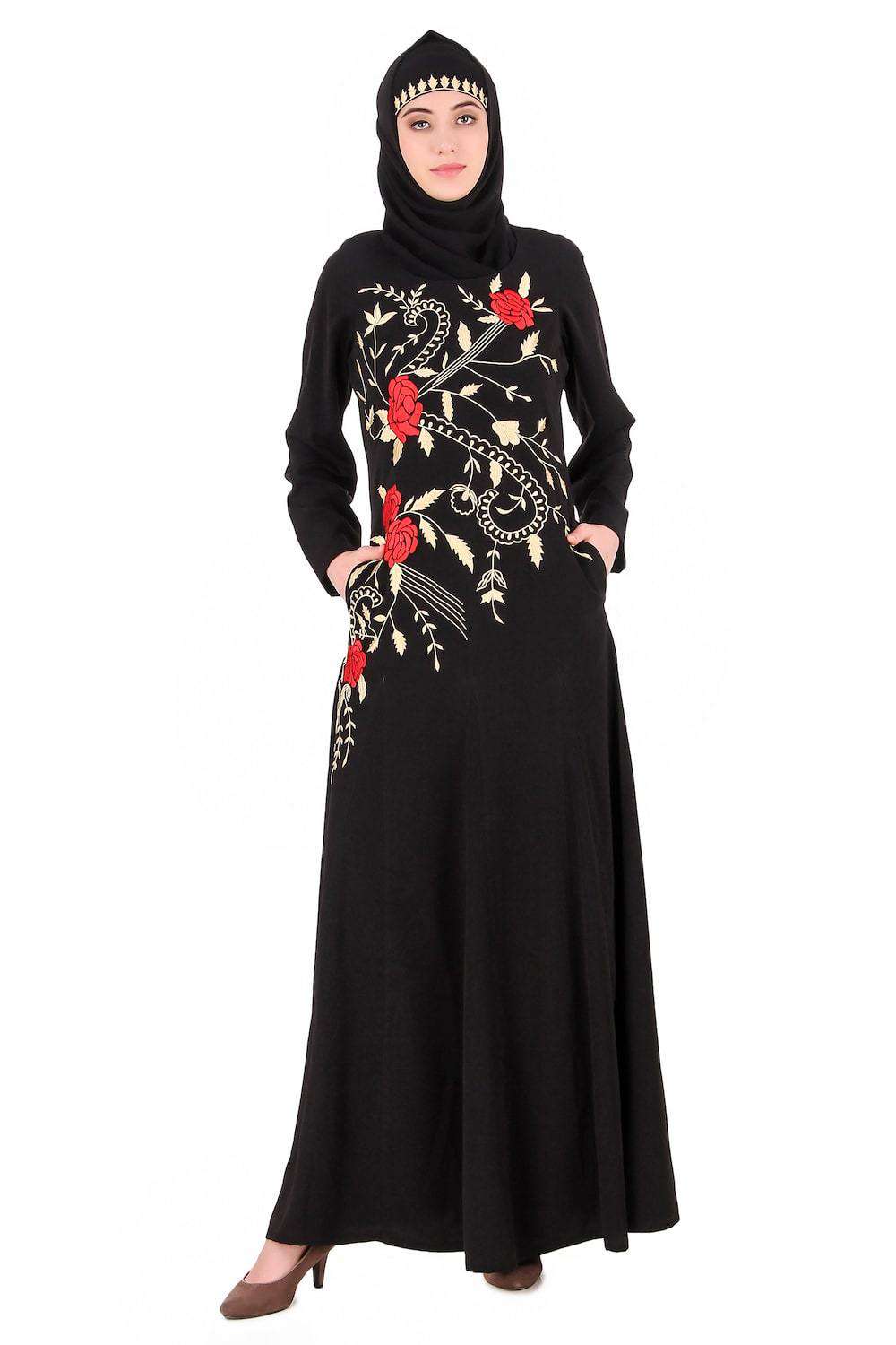 Leaf & Rose Petal Embellished Abaya