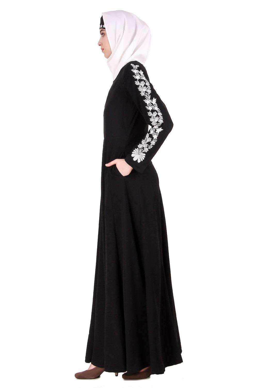 Floral Embellished Sleeve Anarkali Abaya Side