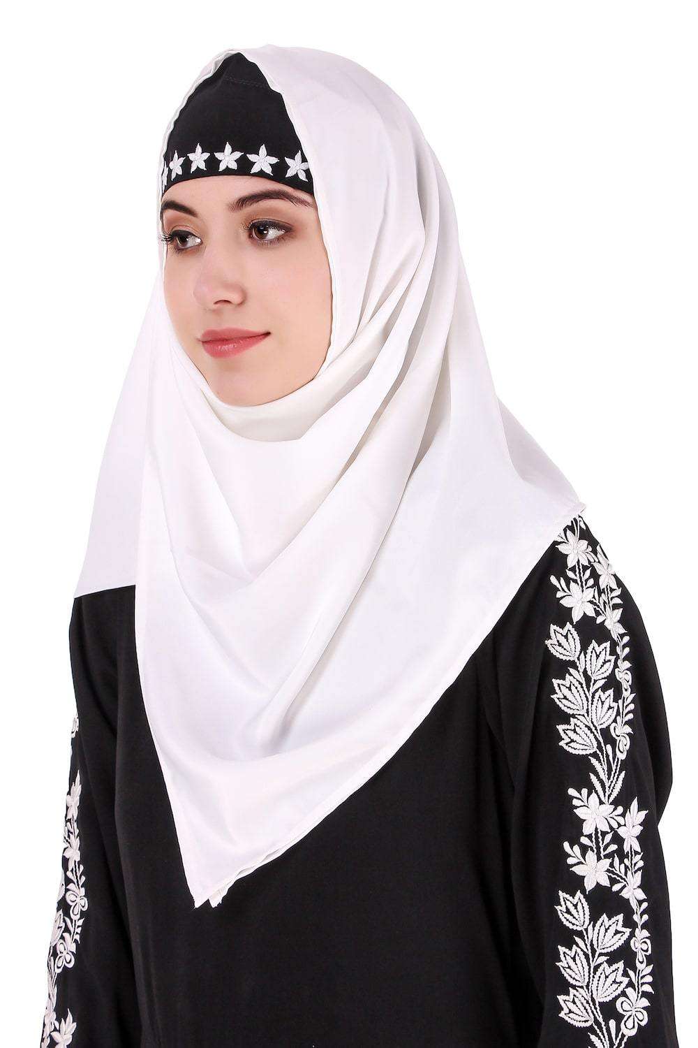 Floral Embellished Sleeve Anarkali Abaya Hijab