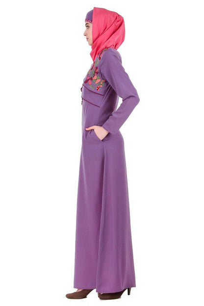 Purple Cross Layer Crepe Abaya