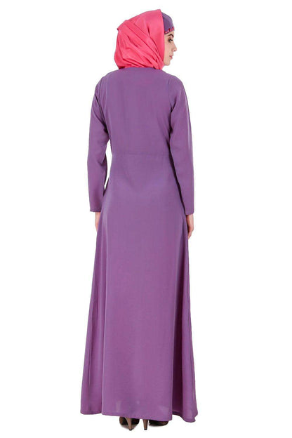 Purple Cross Layer Crepe Abaya