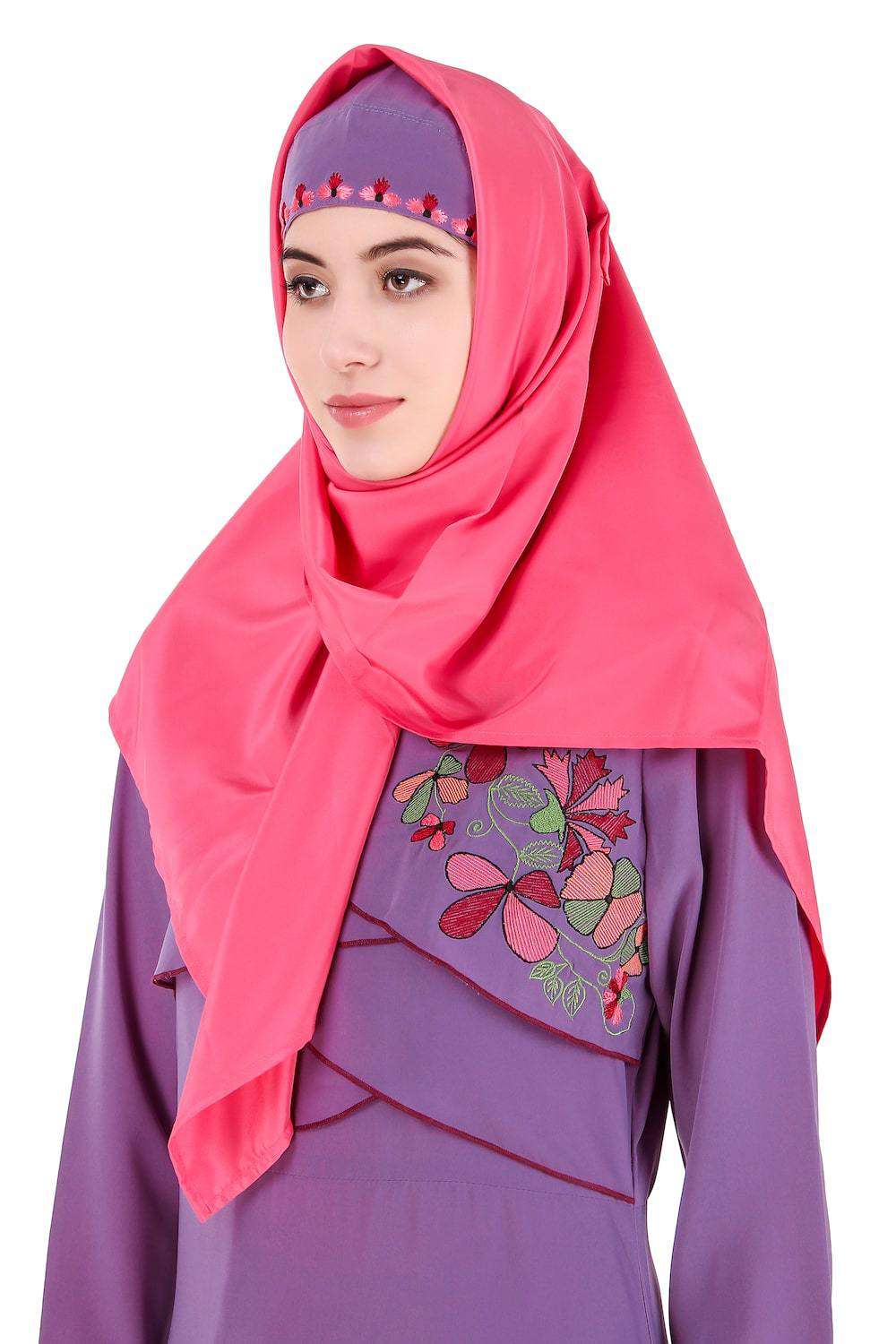Purple Cross Layer Crepe Abaya