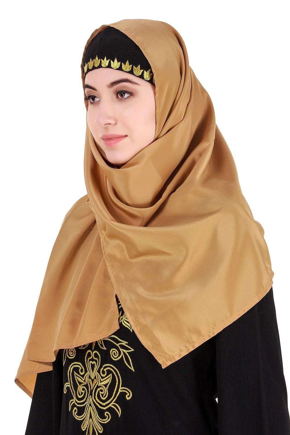 Gold Floral Embroidered Festive Abaya Hijab
