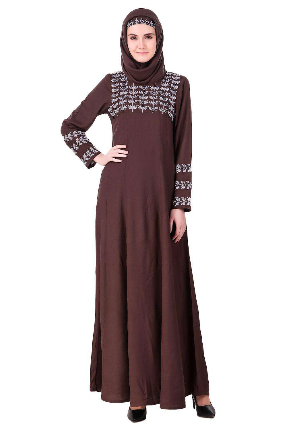 Repeat Leaf Pattern Rayon Abaya