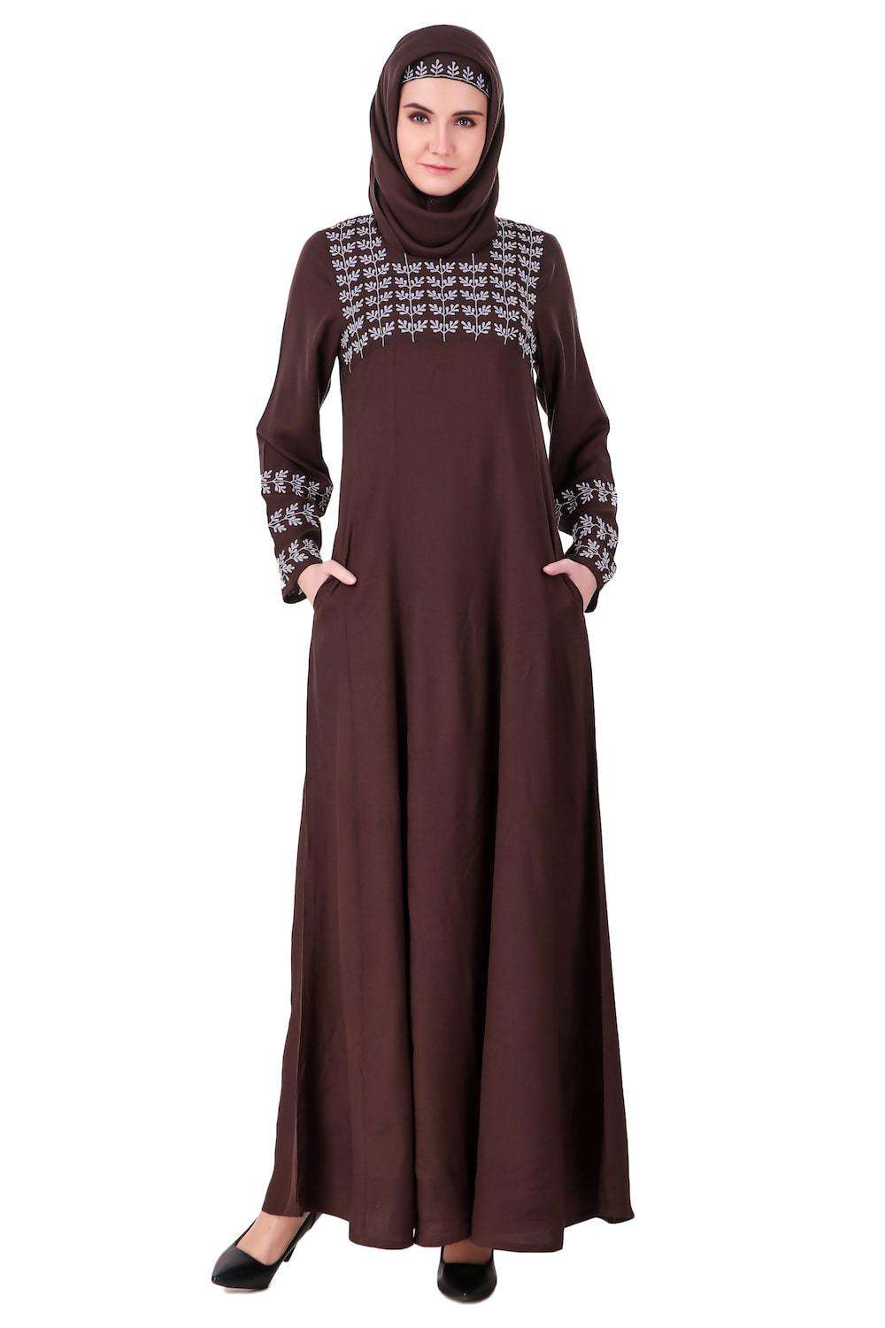 Repeat Leaf Pattern Rayon Abaya