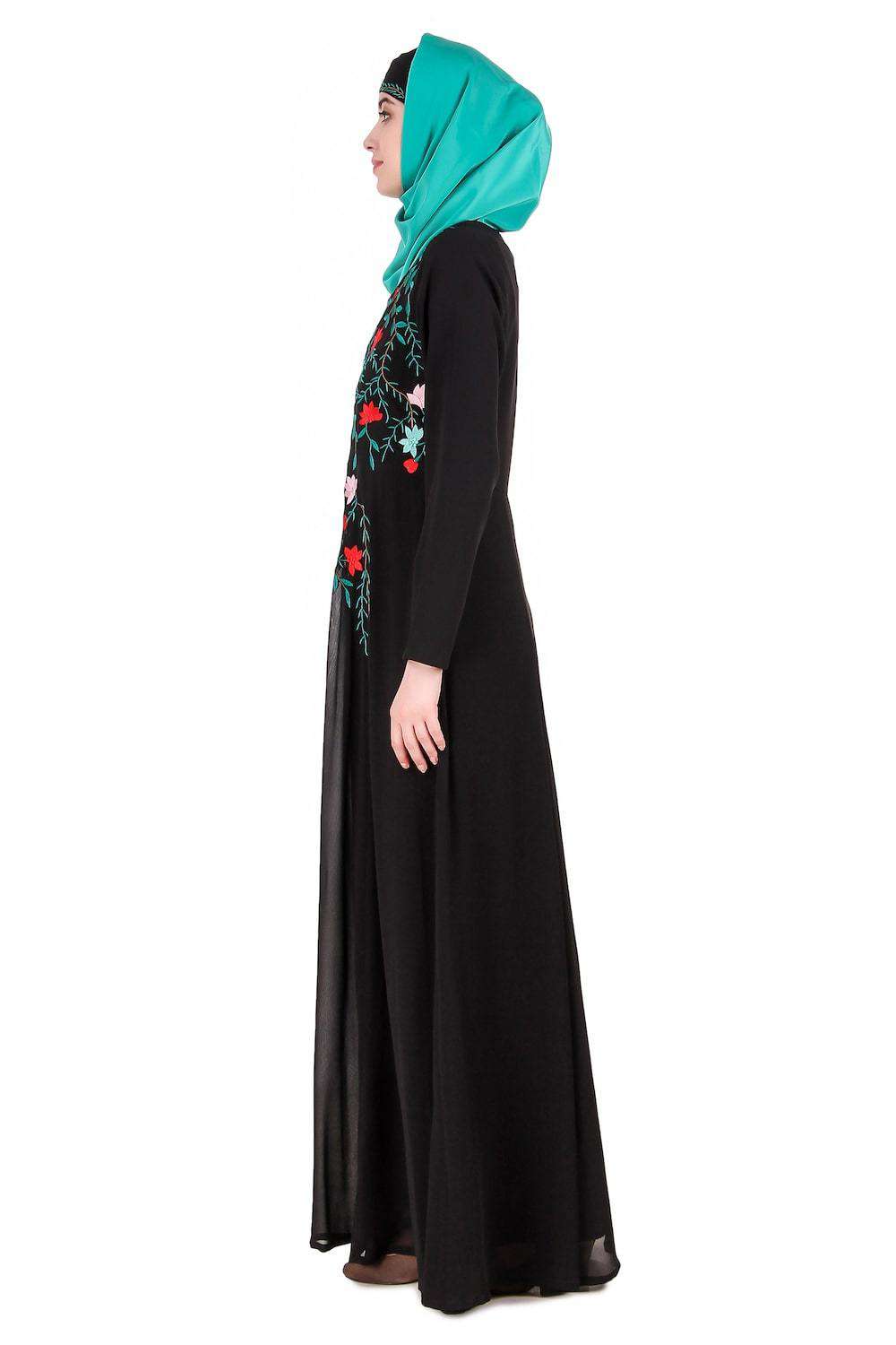 Nida & Georgette Dual Layer Anarkali Abaya Side